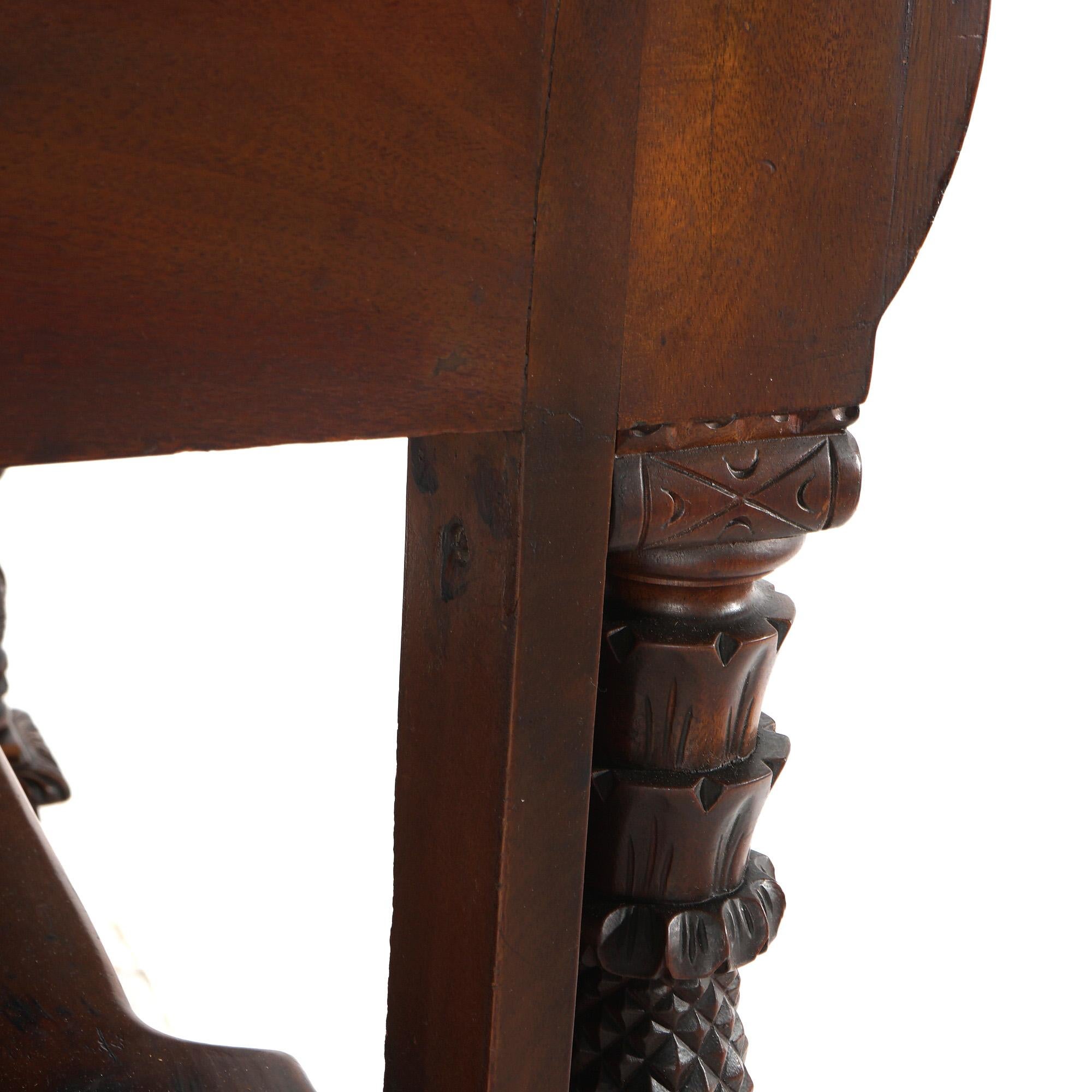 American Empire Quervelle School Deeply Carved Flame Mahogany Server C1840 13
