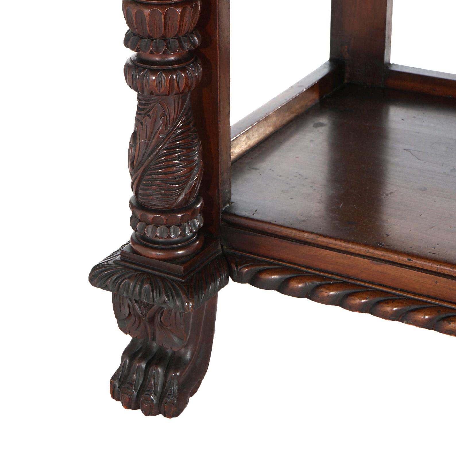 American Empire Quervelle School Deeply Carved Flame Mahogany Server C1840 3