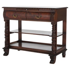 American Empire Quervelle School Deeply Carved Flame Mahogany Server C1840