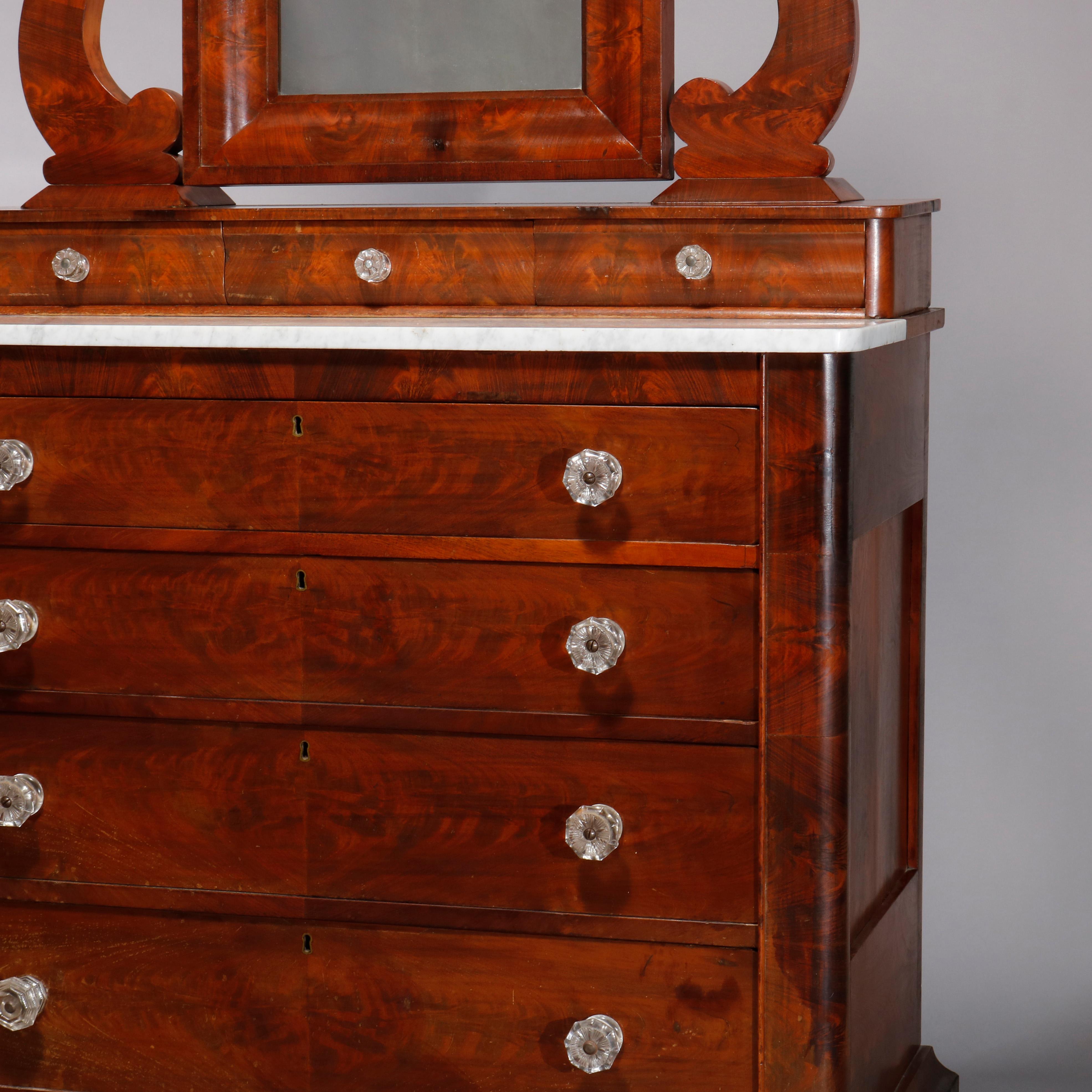 American Empire Quervelle School Flame Mahogany Gentleman’s Dresser, circa 1840 7