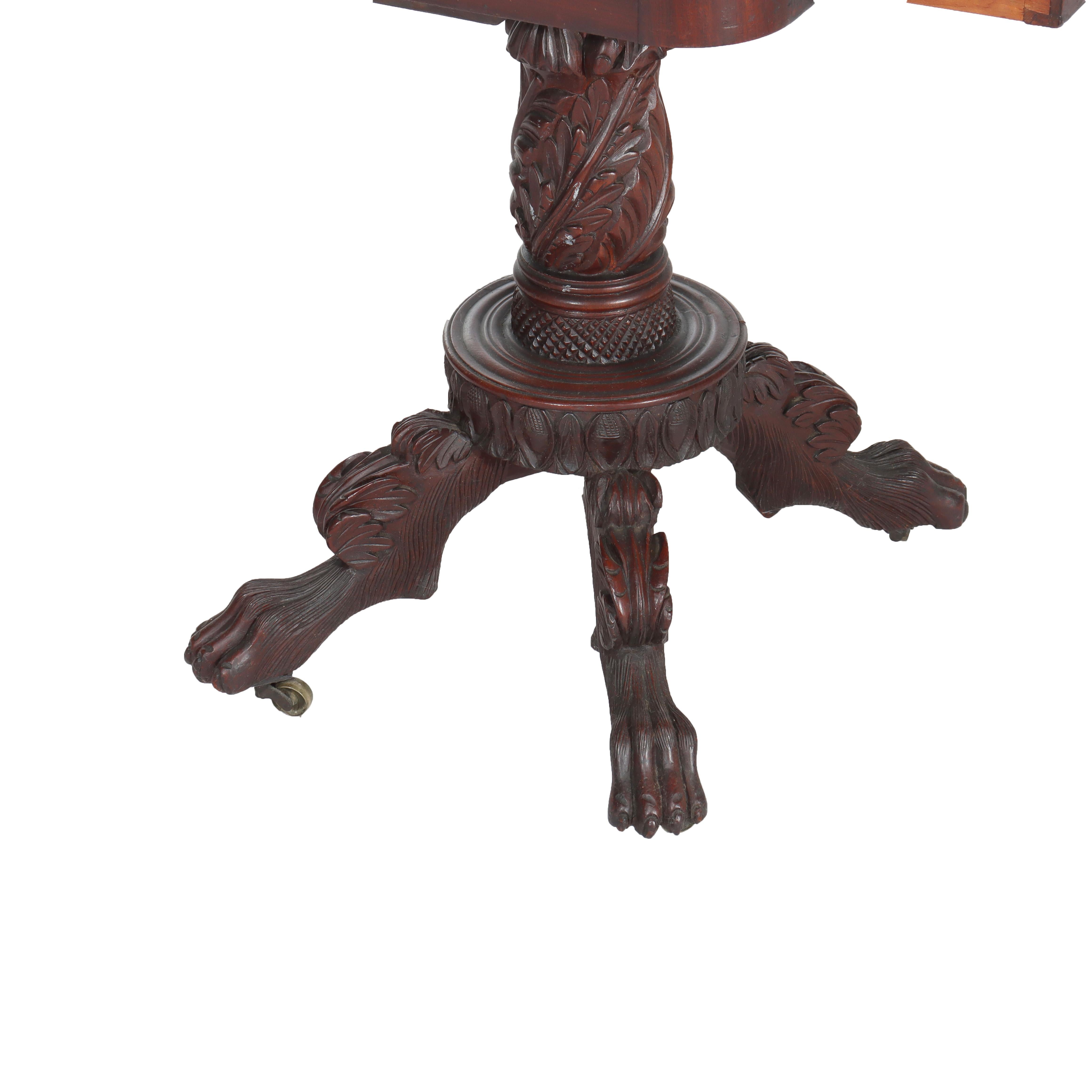 Support de travail en acajou pour Quervelle School de l'Empire américain C1840 en vente 5