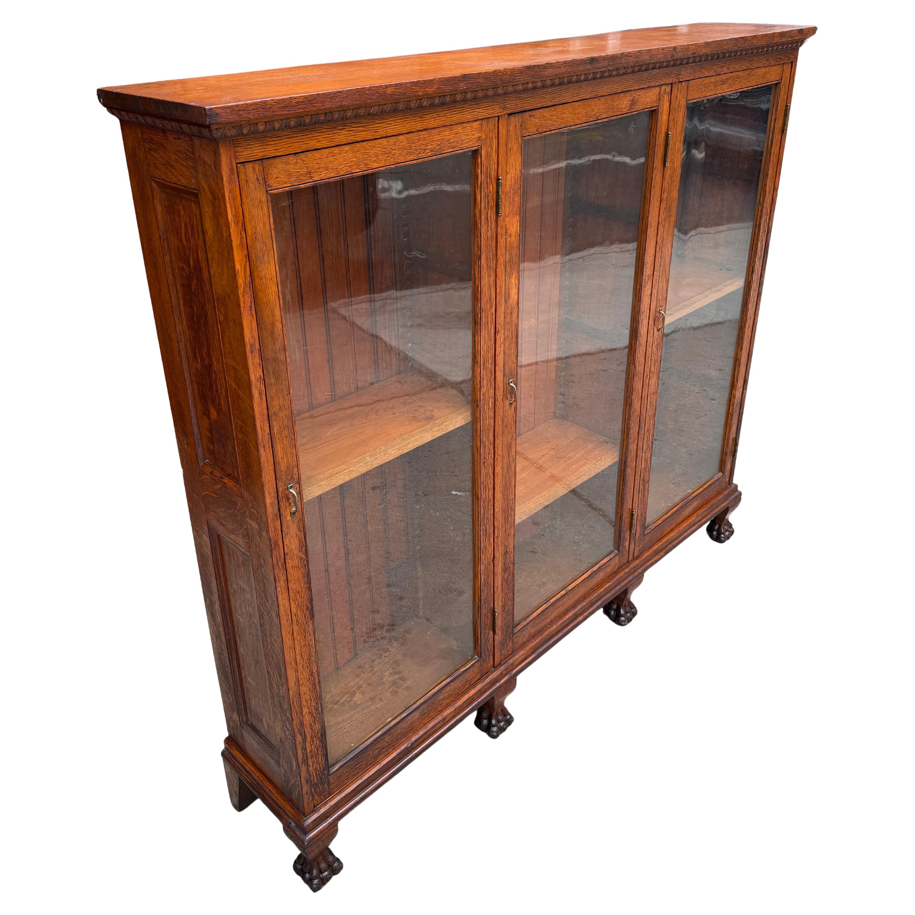 Ottone Libreria tripla/vetrina in stile Impero e Arti e Mestieri americani in vendita