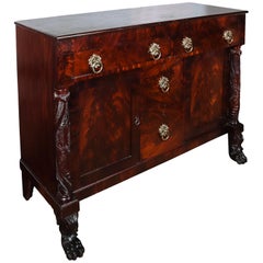 American Empire Sideboard in Flame Mahogany, circa 1840