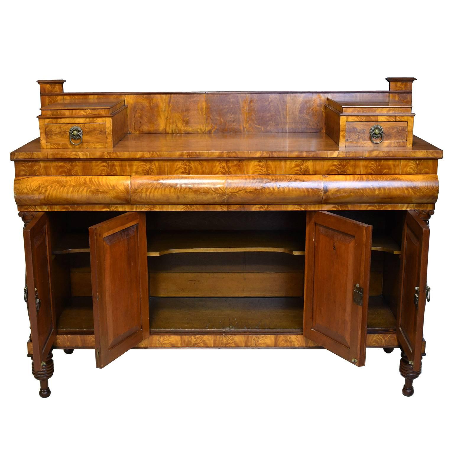 Cast American Empire Sideboard in Satinwood, Vermont, circa 1825 For Sale