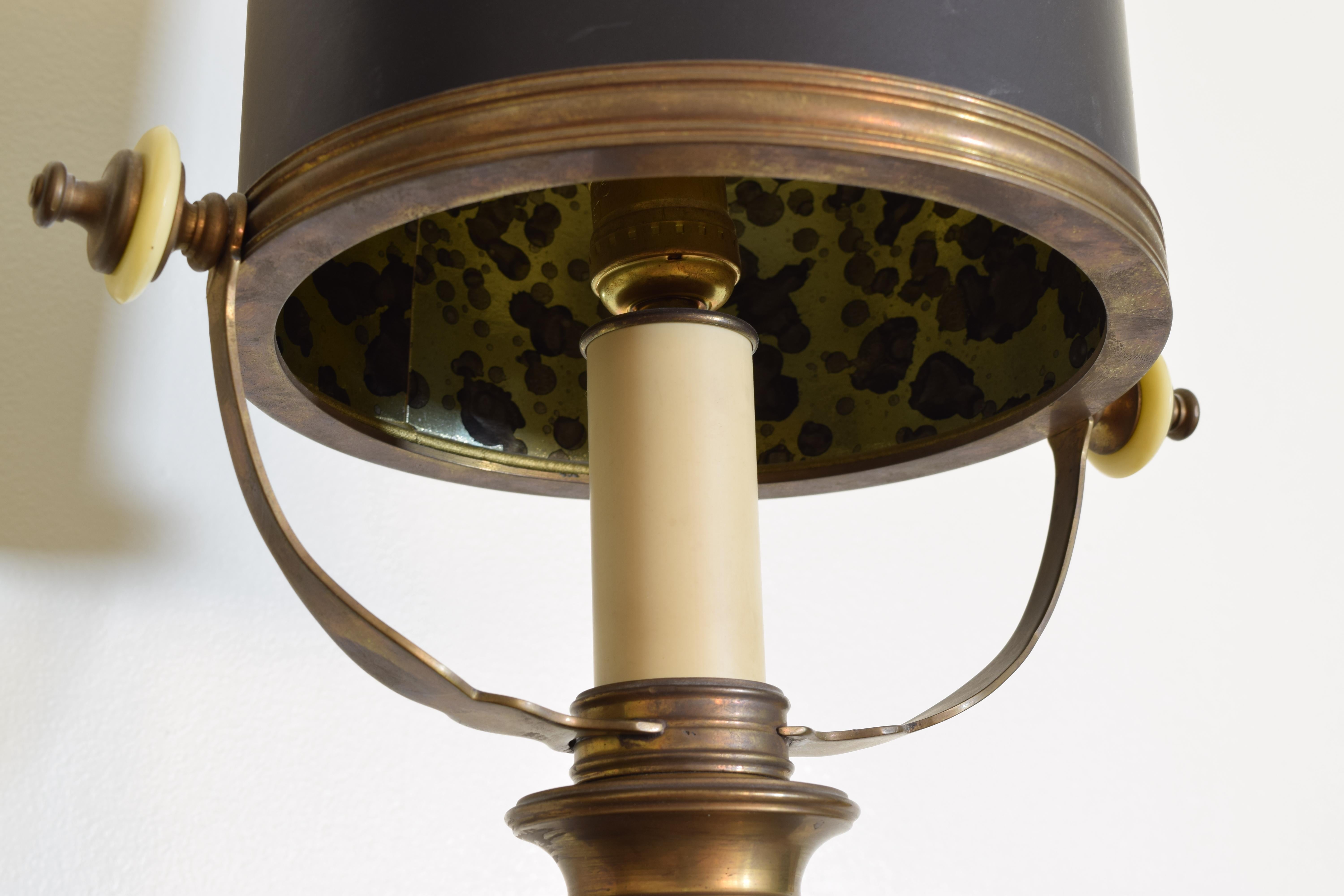 American Empire Style Brass & Black Lacquered 2-Light Study Lamp Early-Mid 20thC 5