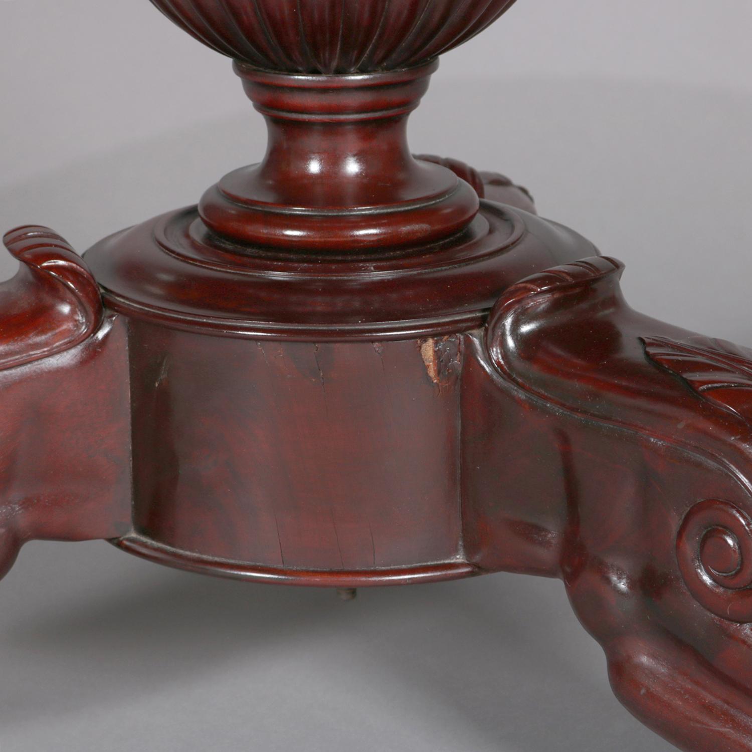 American Empire Style Carved Flame Mahogany Grape and Leaf Center Table 6
