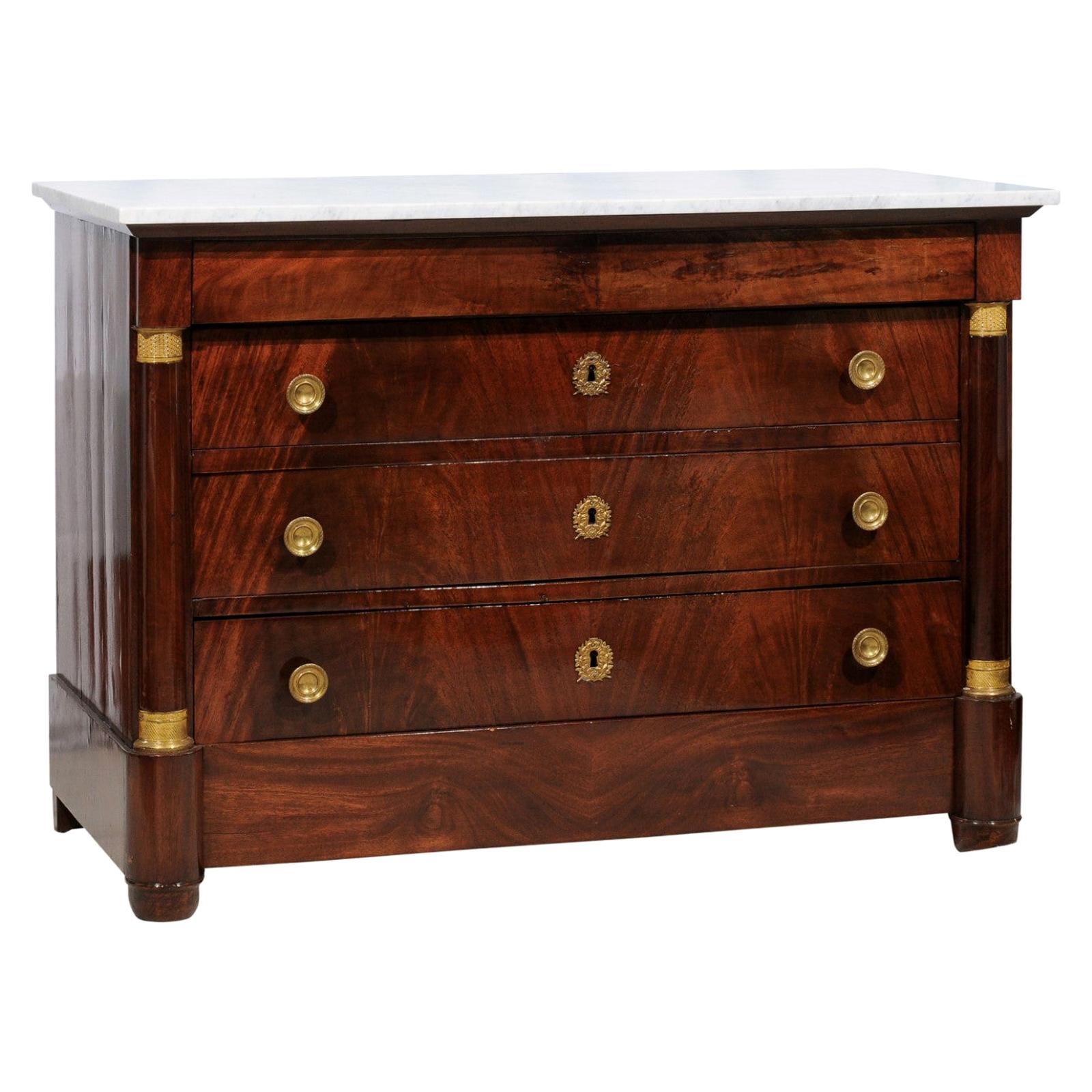 American Empire Style Mahogany Three-Drawer Dresser