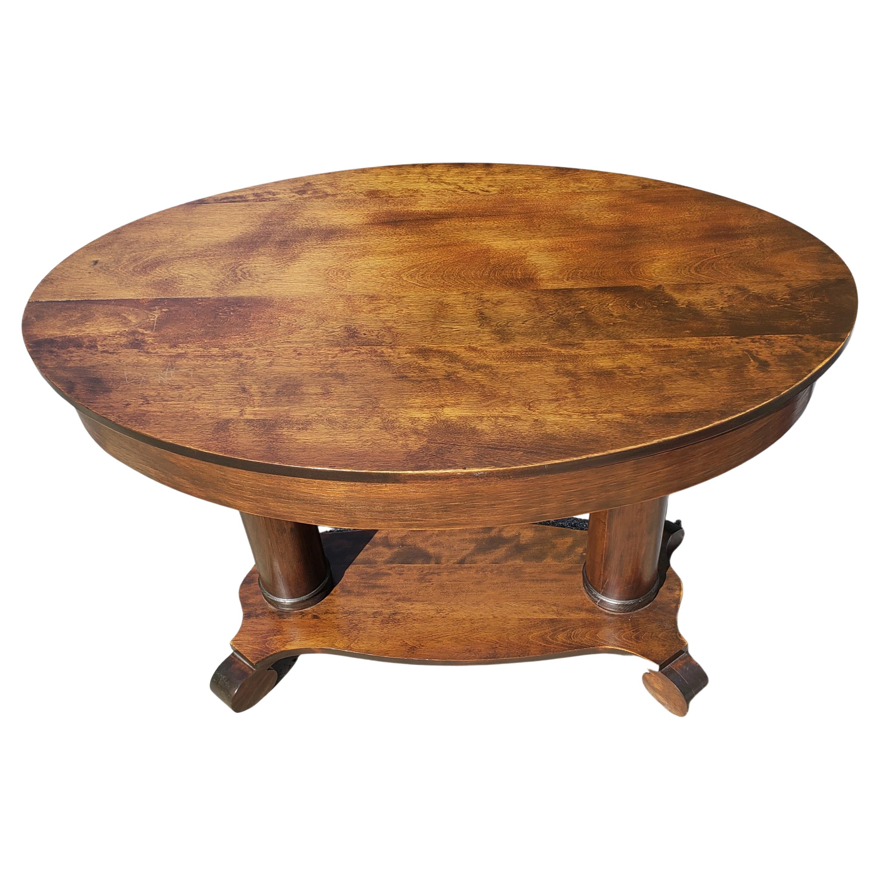 American Empire Style Oval Stained Oak Library Table In Good Condition For Sale In Germantown, MD