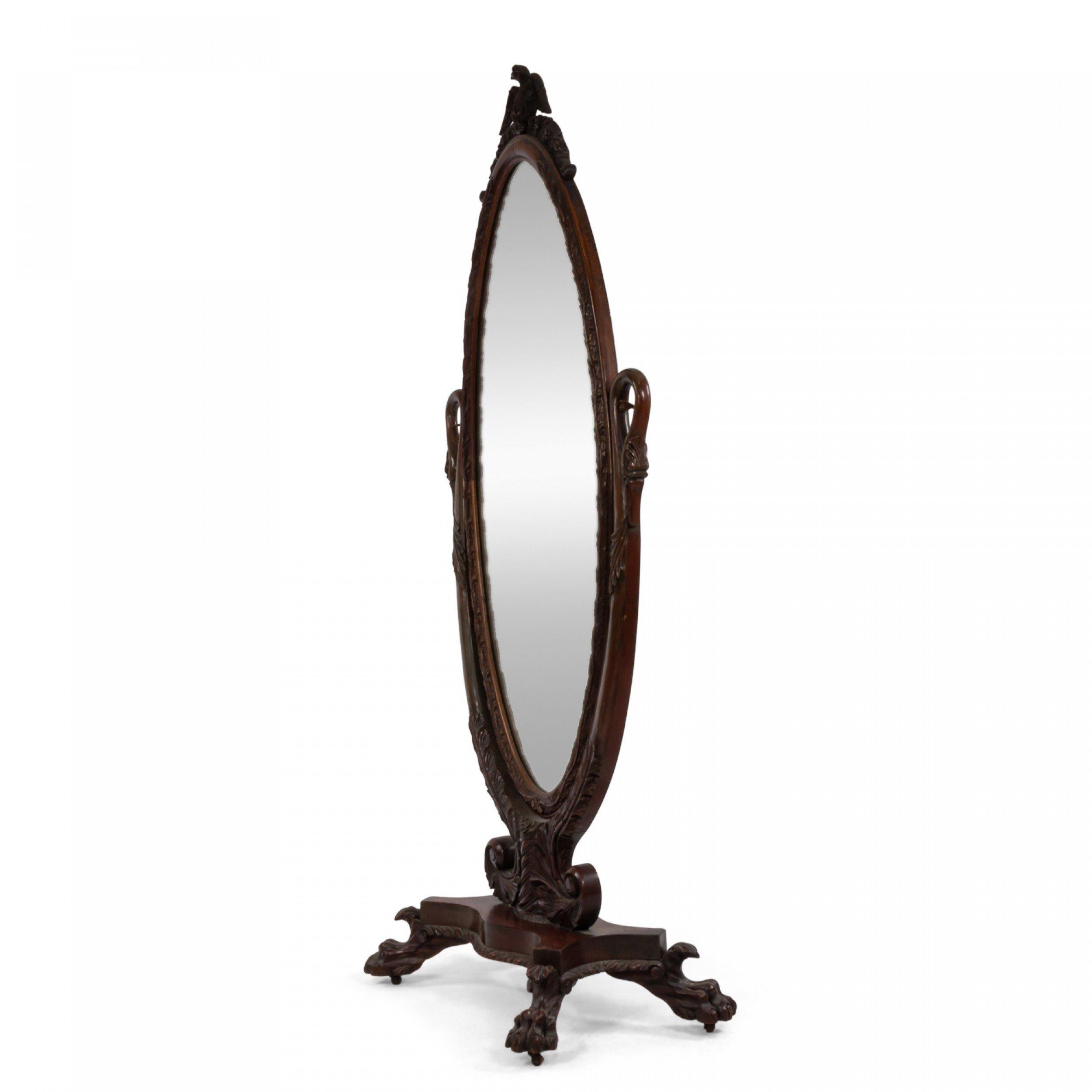 20th Century American Empire Style Zoomorphic Design Cheval Mirror For Sale