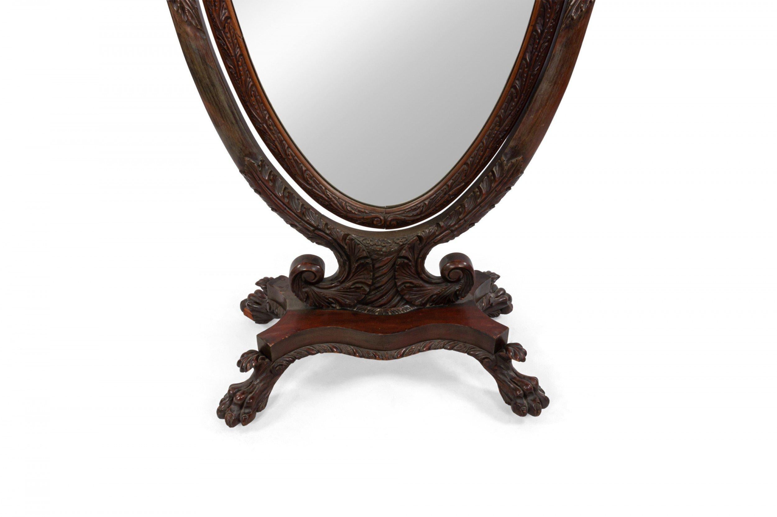 Mahogany American Empire Style Zoomorphic Design Cheval Mirror For Sale