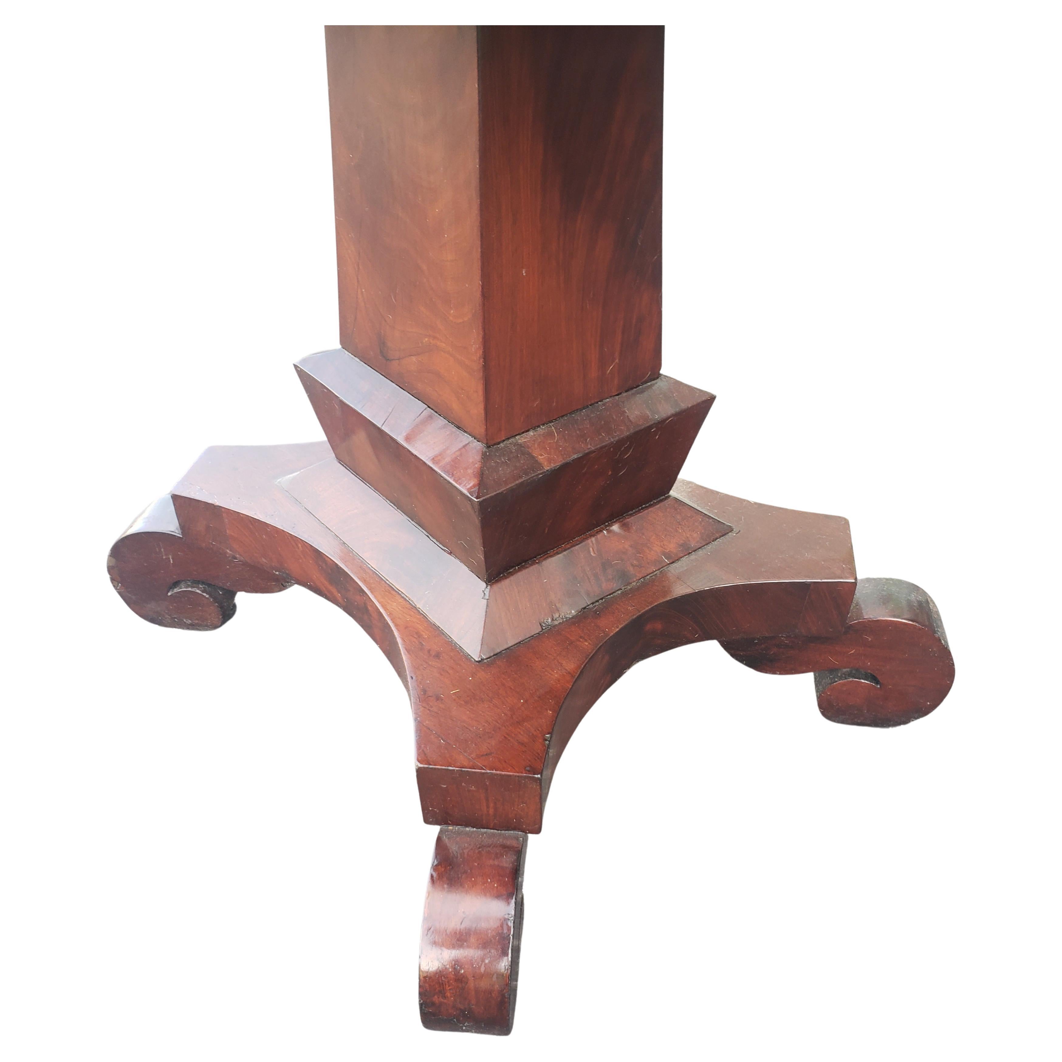 American Empire Two-Drawer Flame Mahogany Side Table End Table, Circa 1800s 3