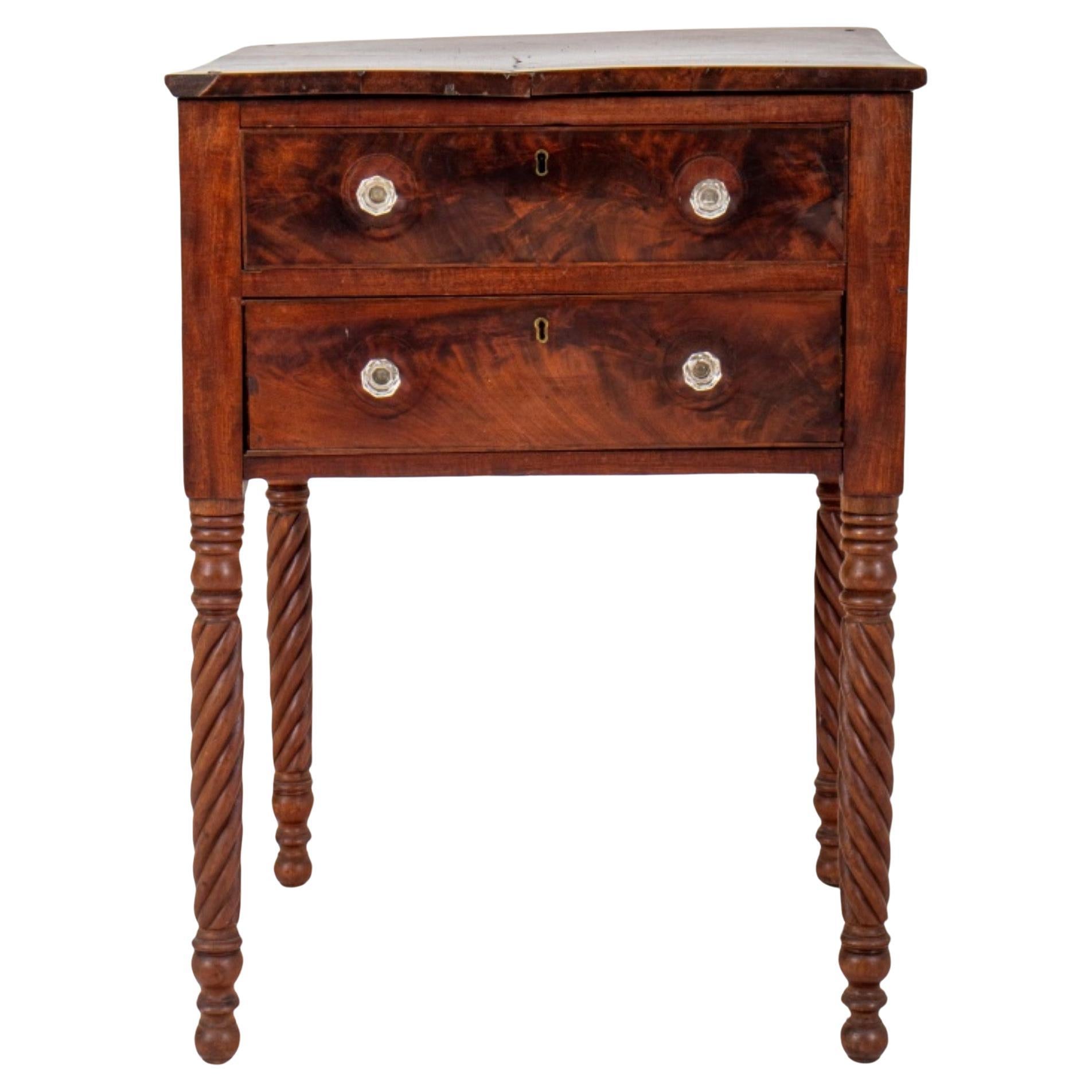 American Empire Two Drawer Side Table For Sale