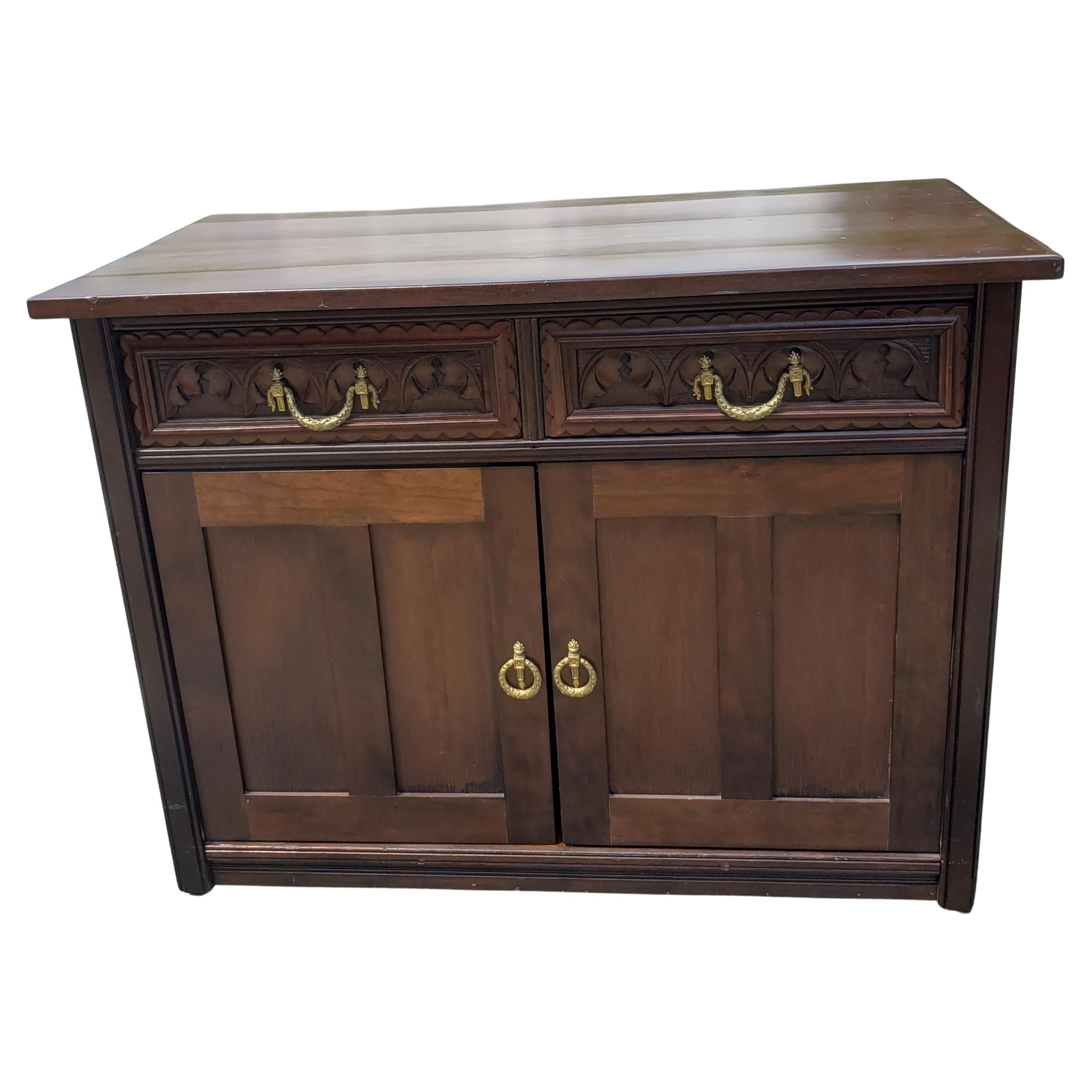 American Empire Walnut Cupboard / Server Cabinet / Credenza, circa 1890s For Sale 1