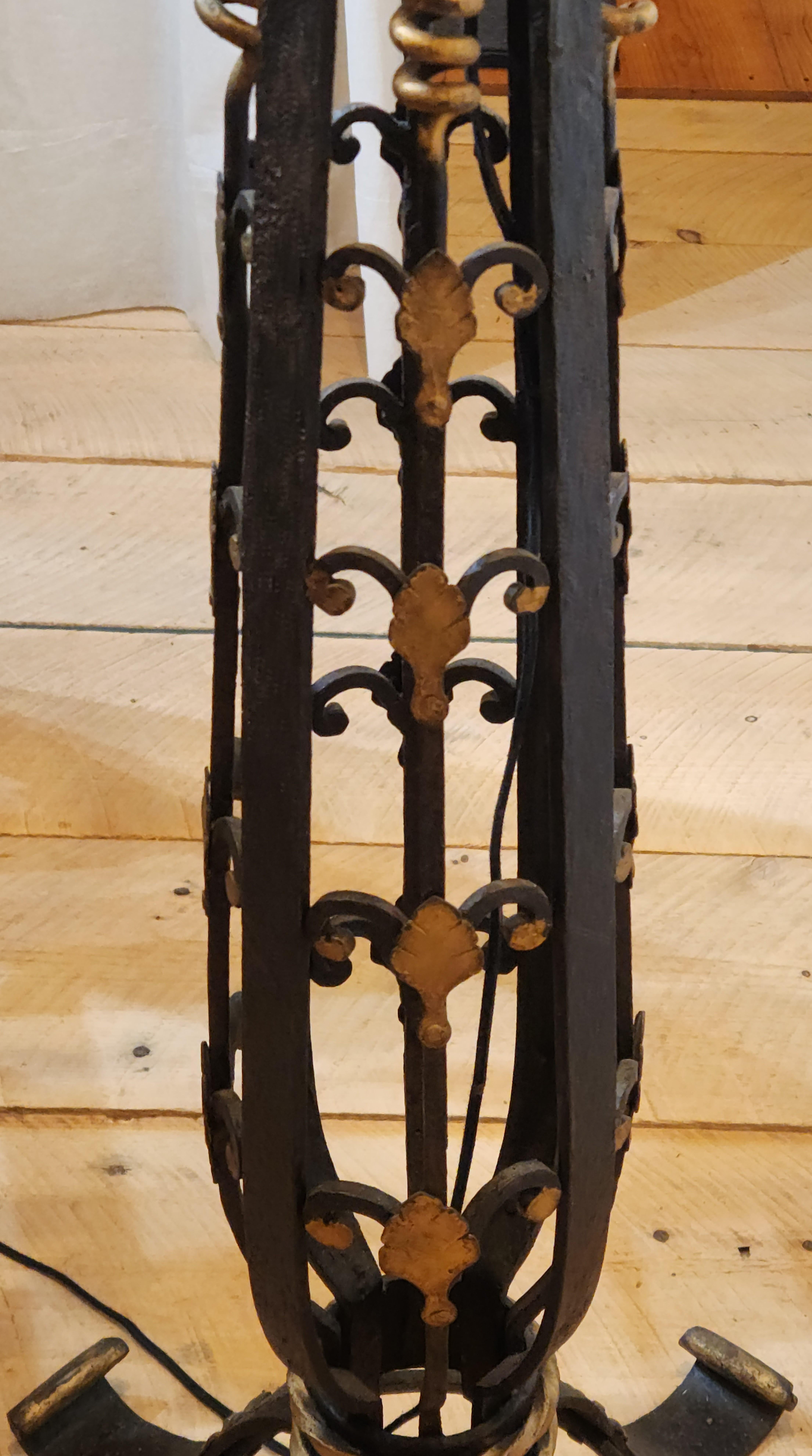 American Empire Wrought Iron Floor Lamp, circa 1910 For Sale 10