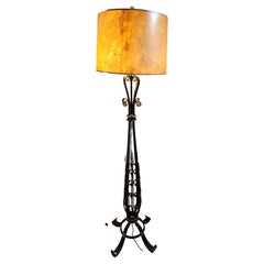 Antique American Empire Wrought Iron Floor Lamp, circa 1910