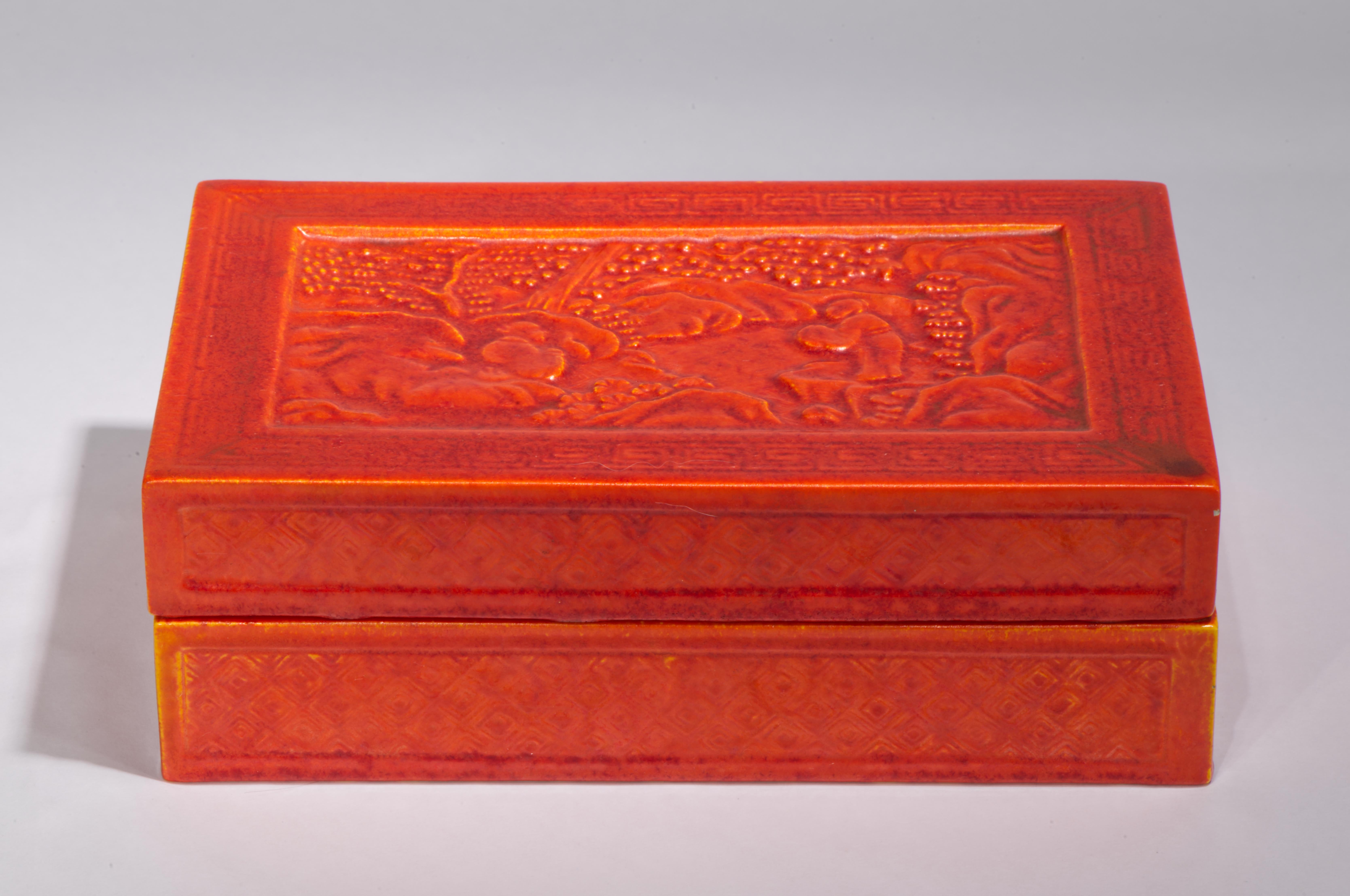 Glazed American Encaustic Co Ceramic Box attr. to Frederick Rhead, Strong Museum For Sale