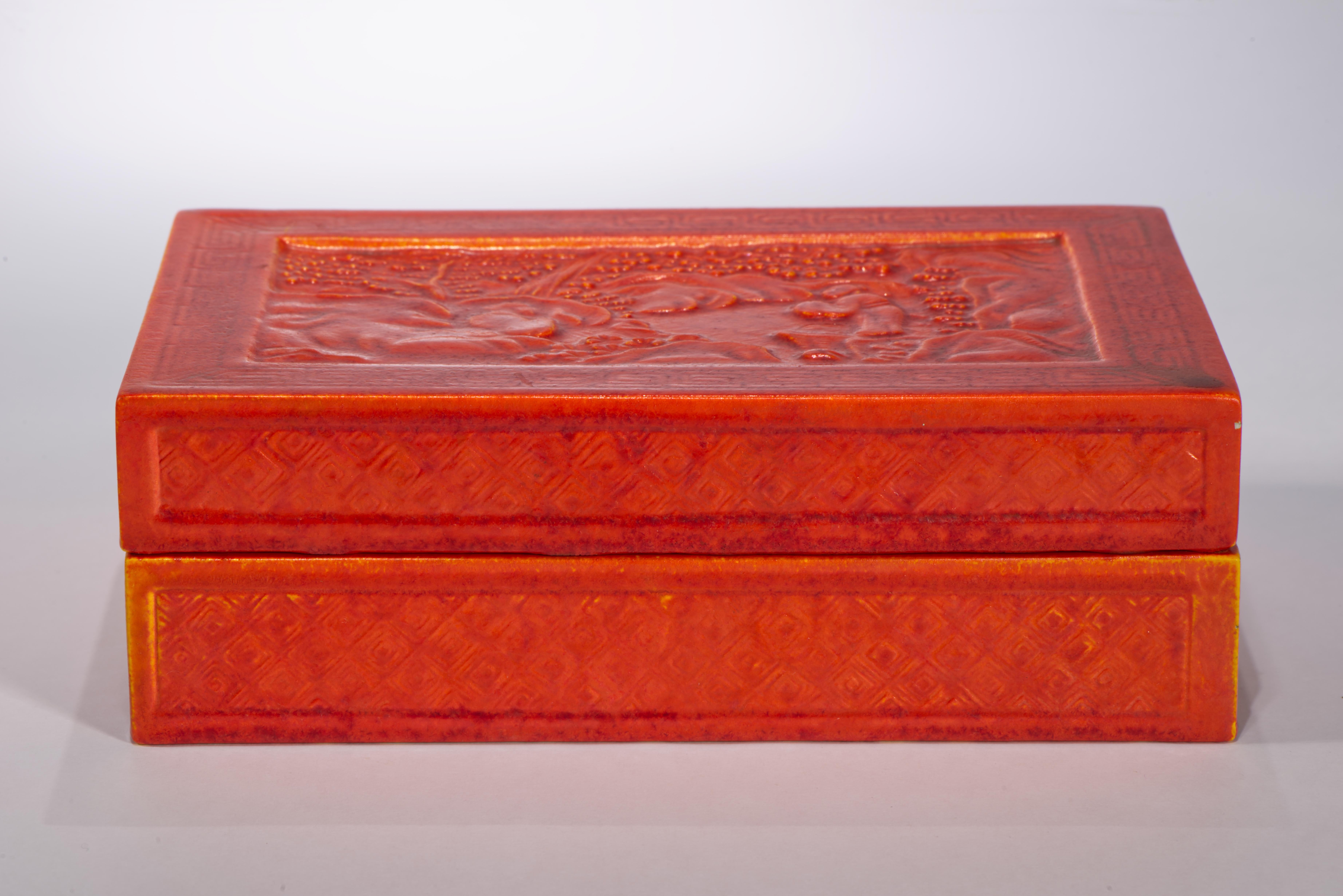 American Encaustic Co Ceramic Box attr. to Frederick Rhead, Strong Museum For Sale 2