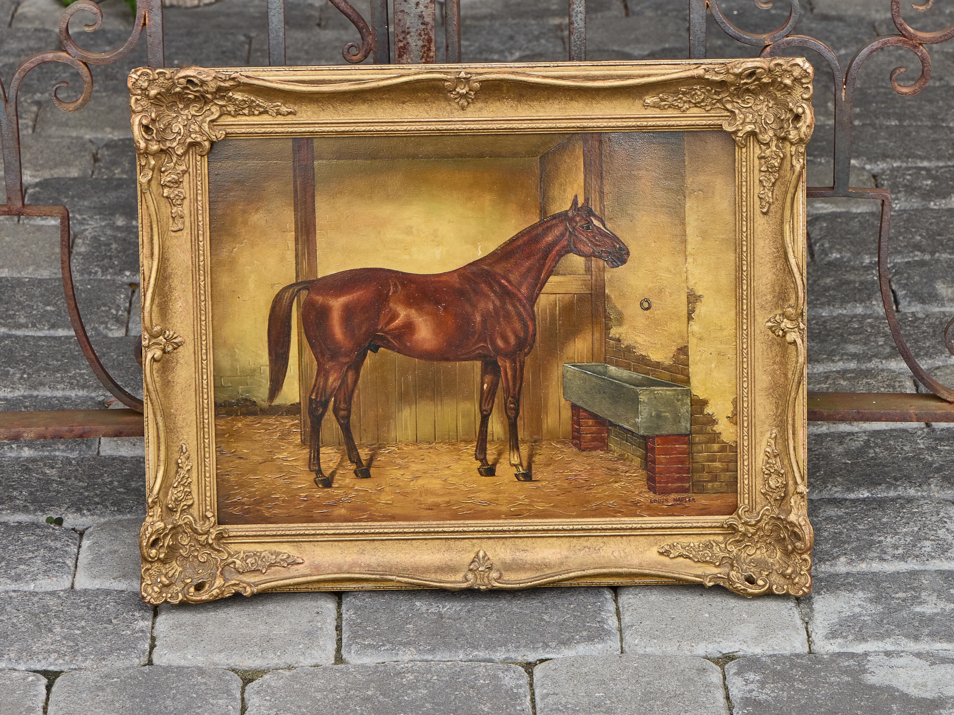 American Equestrian Oil on Board Signed Louis Nadler, Early 20th Century For Sale 10