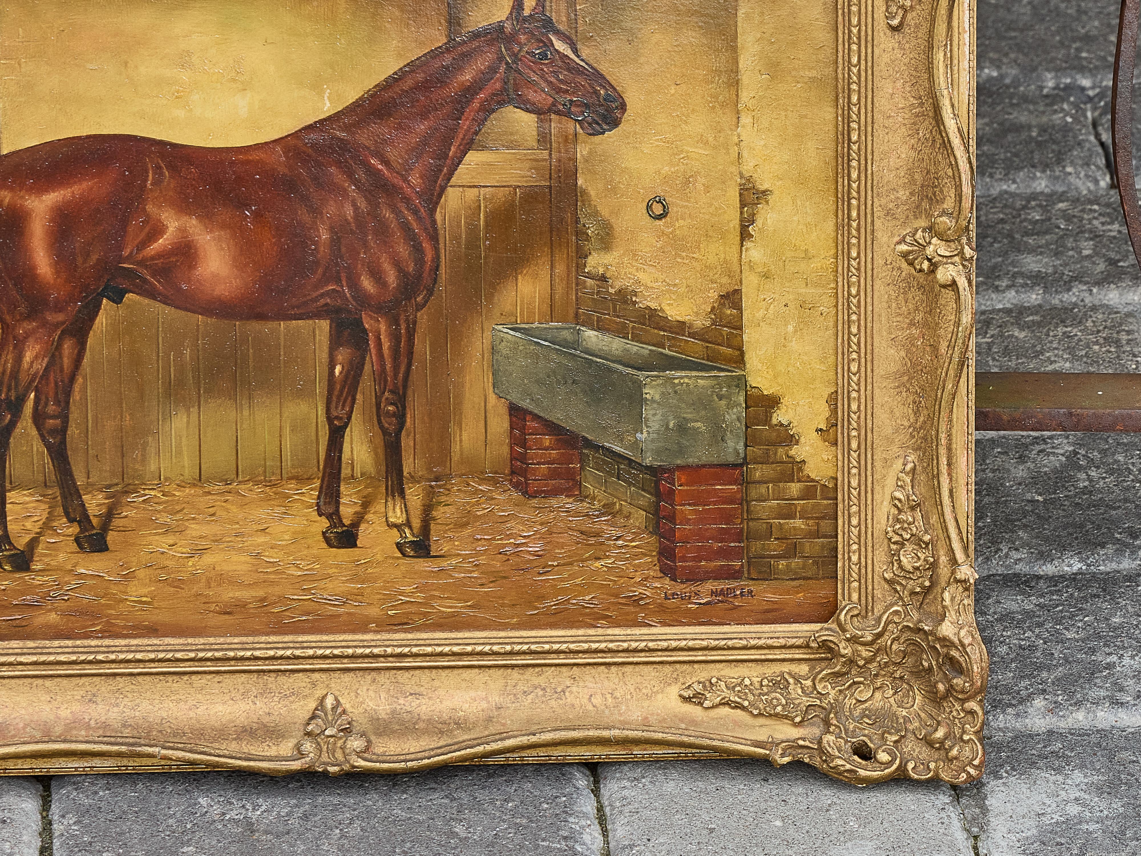 American Equestrian Oil on Board Signed Louis Nadler, Early 20th Century For Sale 2