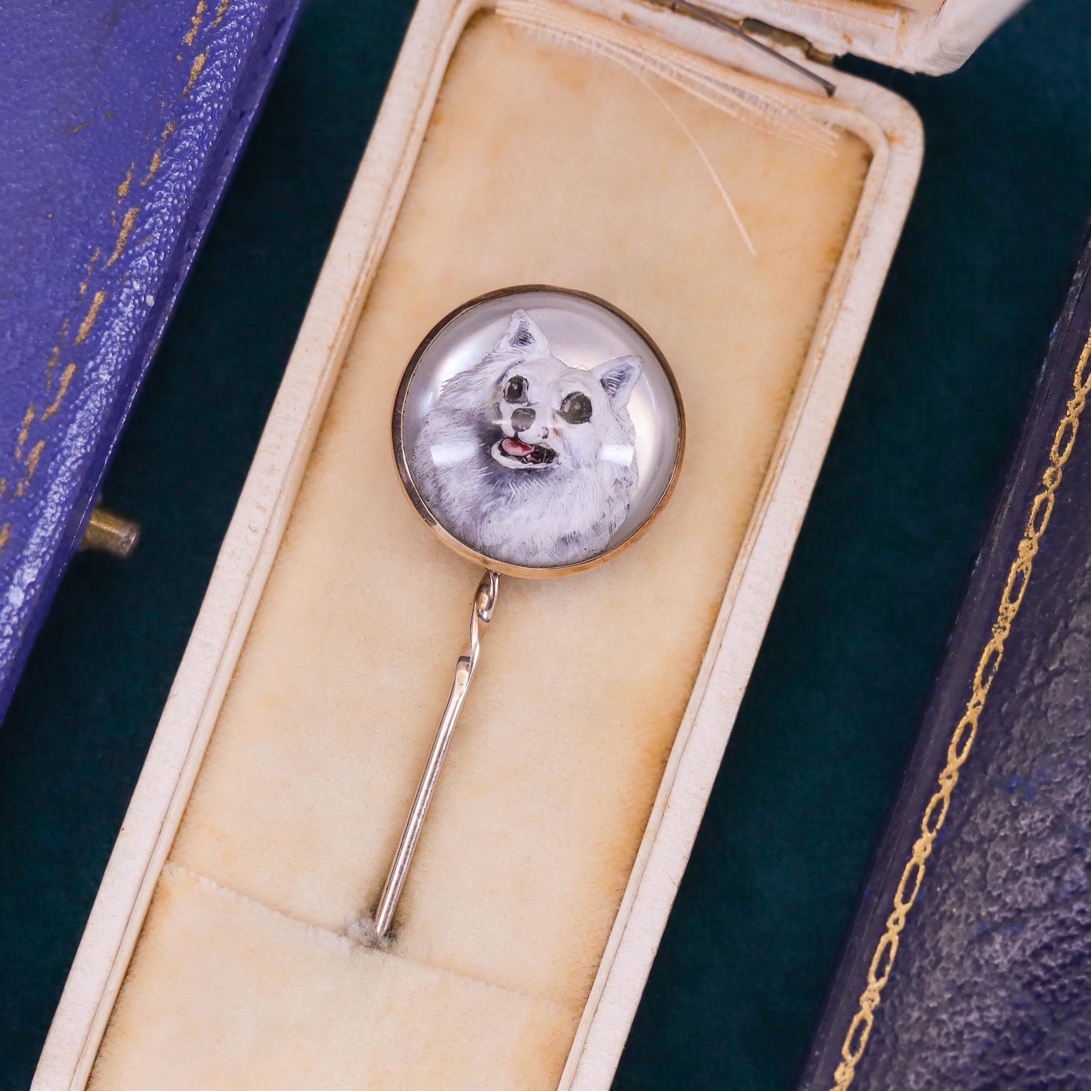 American Eskimo or Pomeranian Dog Stickpin In Good Condition For Sale In Lewisburg, PA