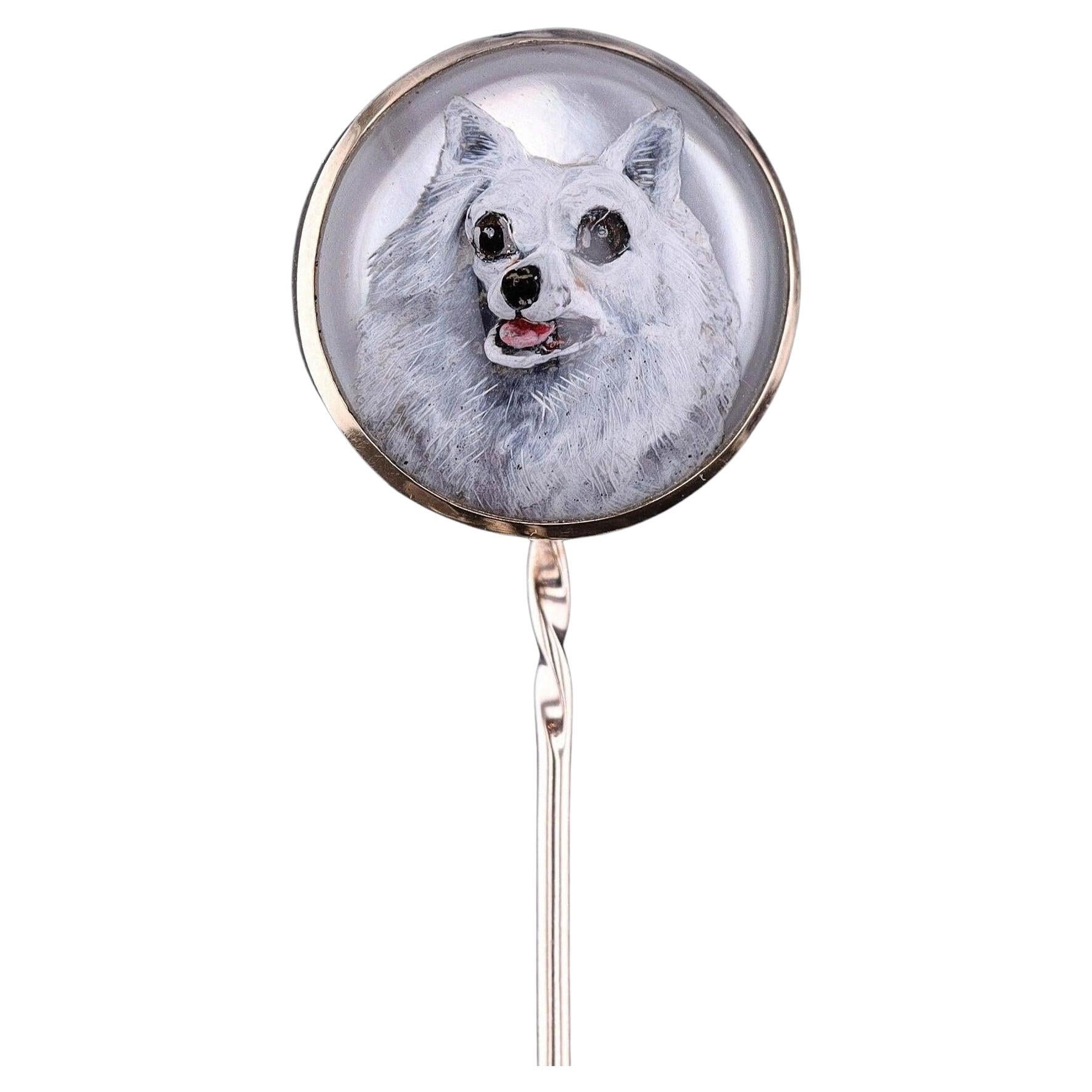 American Eskimo or Pomeranian Dog Stickpin For Sale