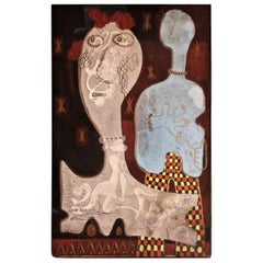 American Expressionist Oil Painting with Two Figures by Zoute, 1946