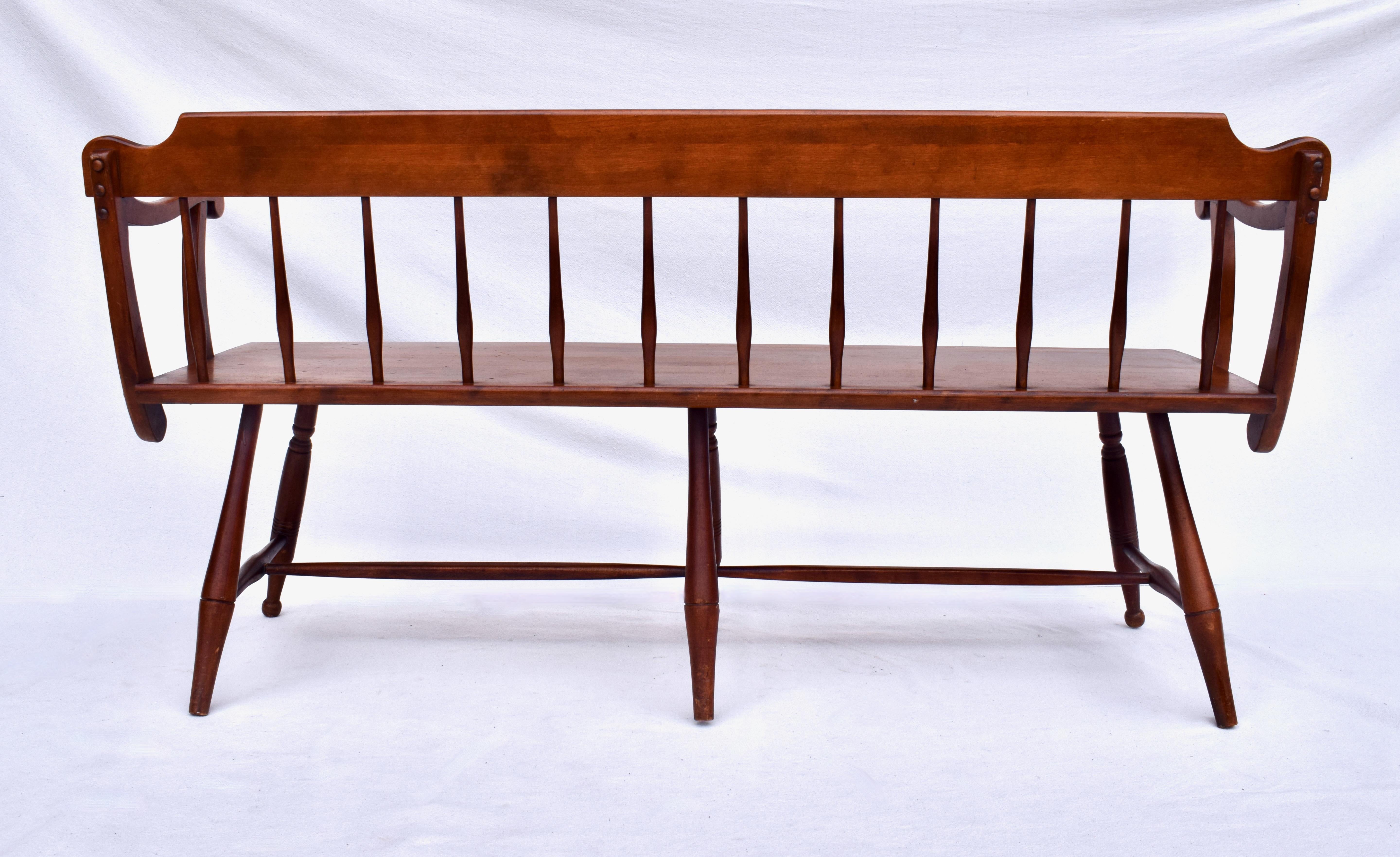 American Farmhouse Windsor Style Maple Spindle Back Bench 1