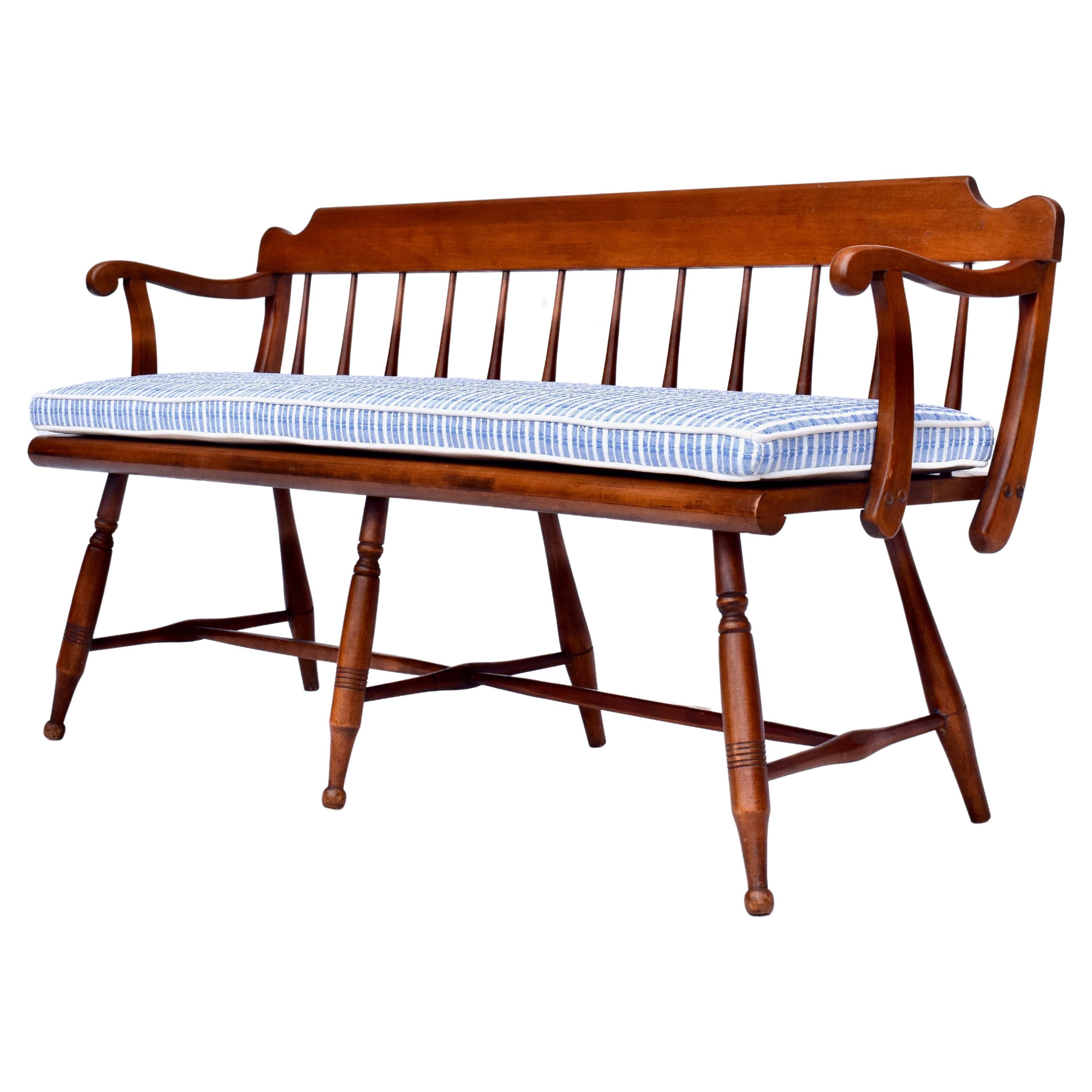 American Farmhouse Windsor Style Maple Spindle Back Bench