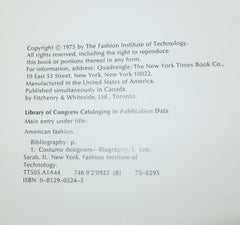 Livre de la mode américaine avec Adrian:: Mainbocher:: McCardell:: Norell et Trigere