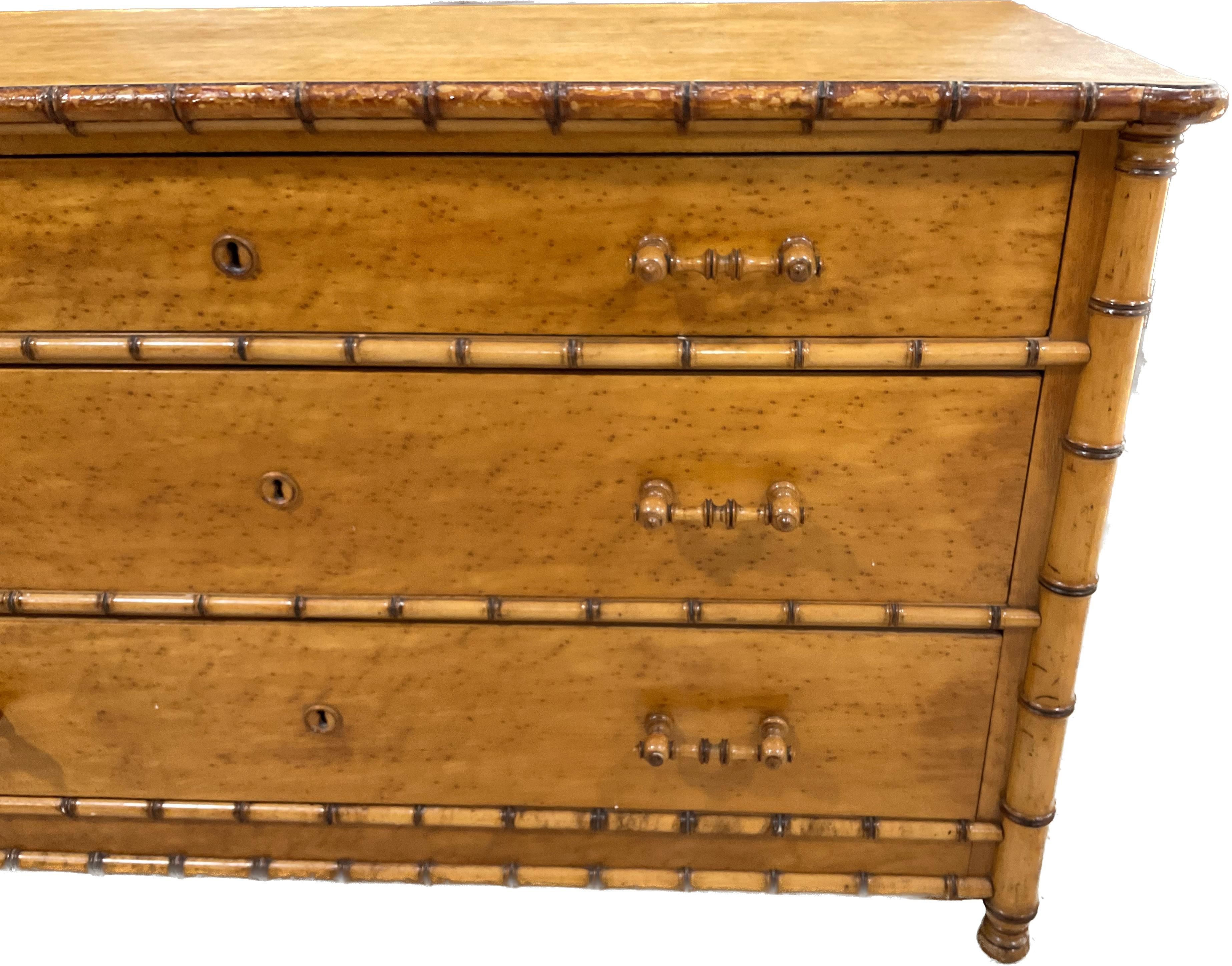 American Classical American Faux Bamboo Bird’S-Eye Maple Dresser