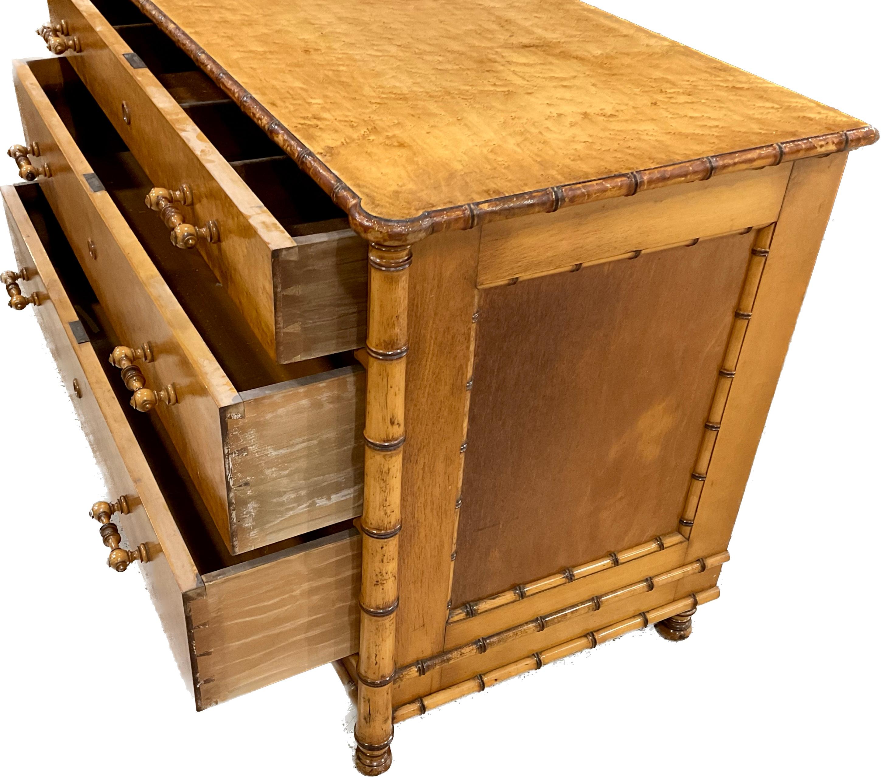 American Faux Bamboo Bird’S-Eye Maple Dresser 4
