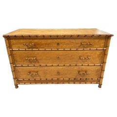 American Faux Bamboo Bird’S-Eye Maple Dresser