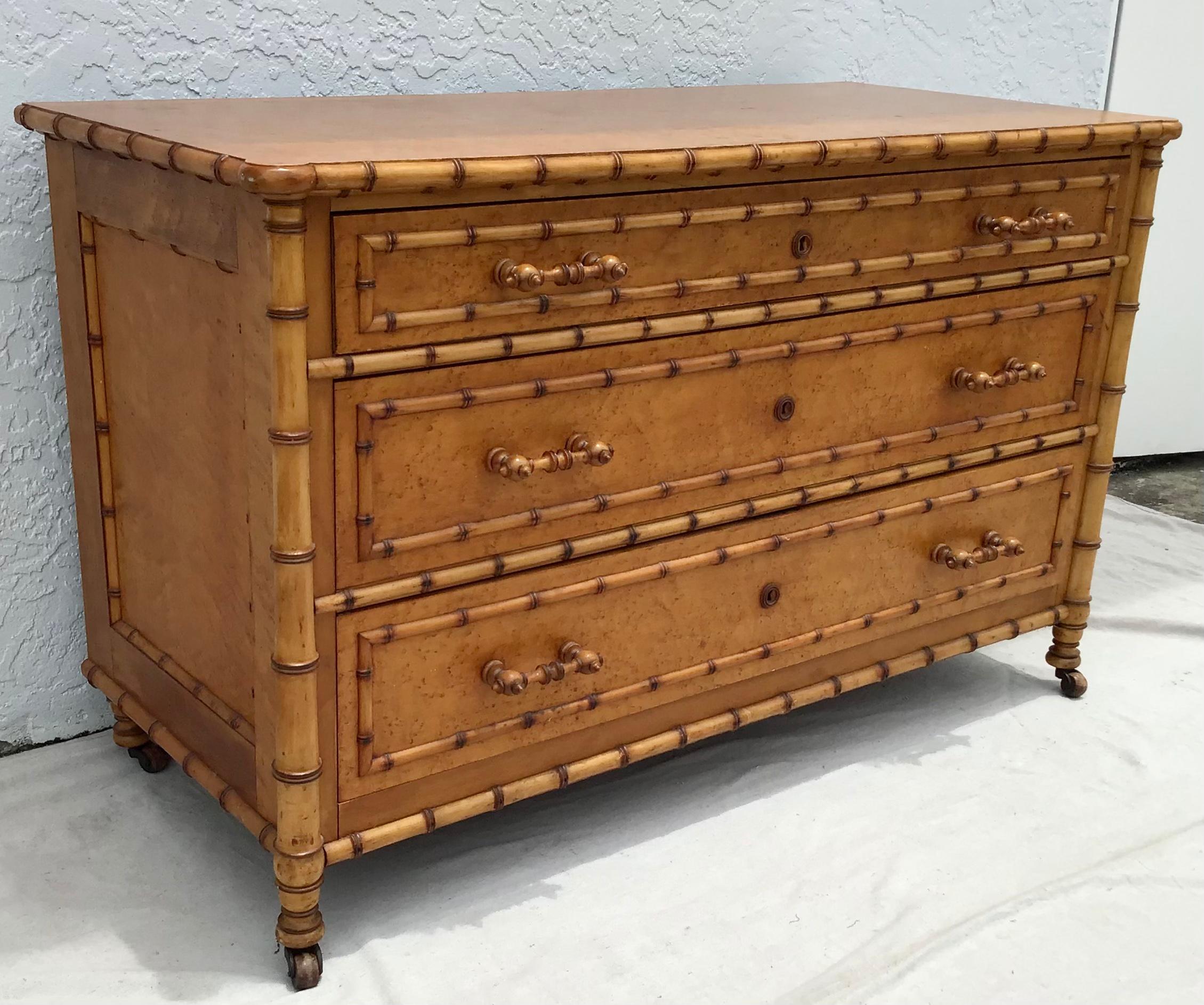 American Faux Bamboo Chest In Good Condition In Bradenton, FL
