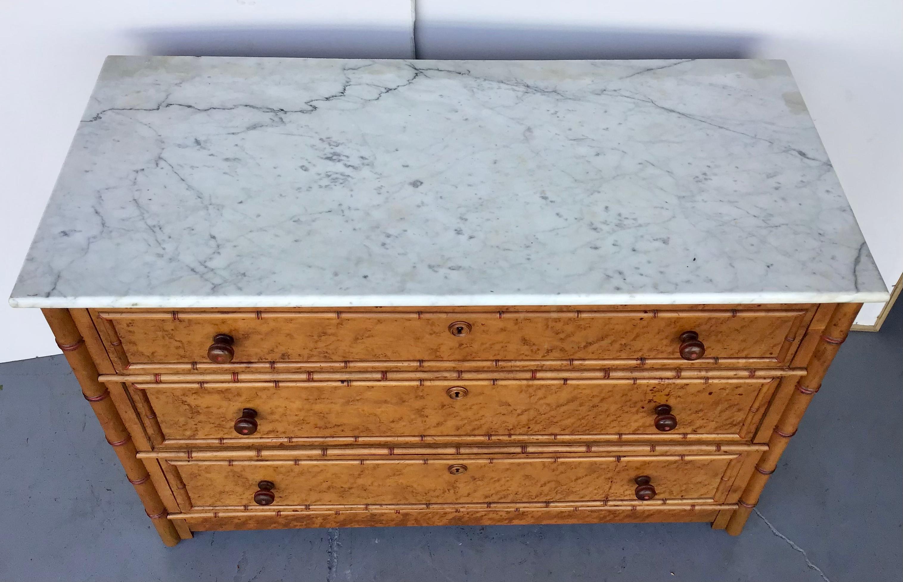 American Classical American Faux Bamboo Marble Top Chest