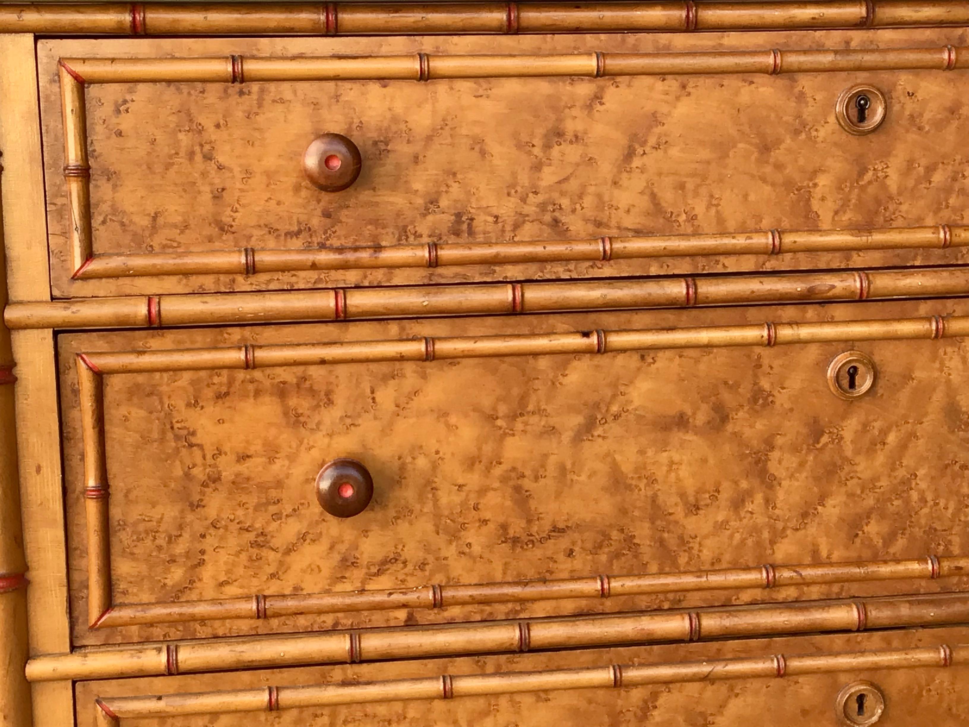 19th Century American Faux Bamboo Marble Top Chest