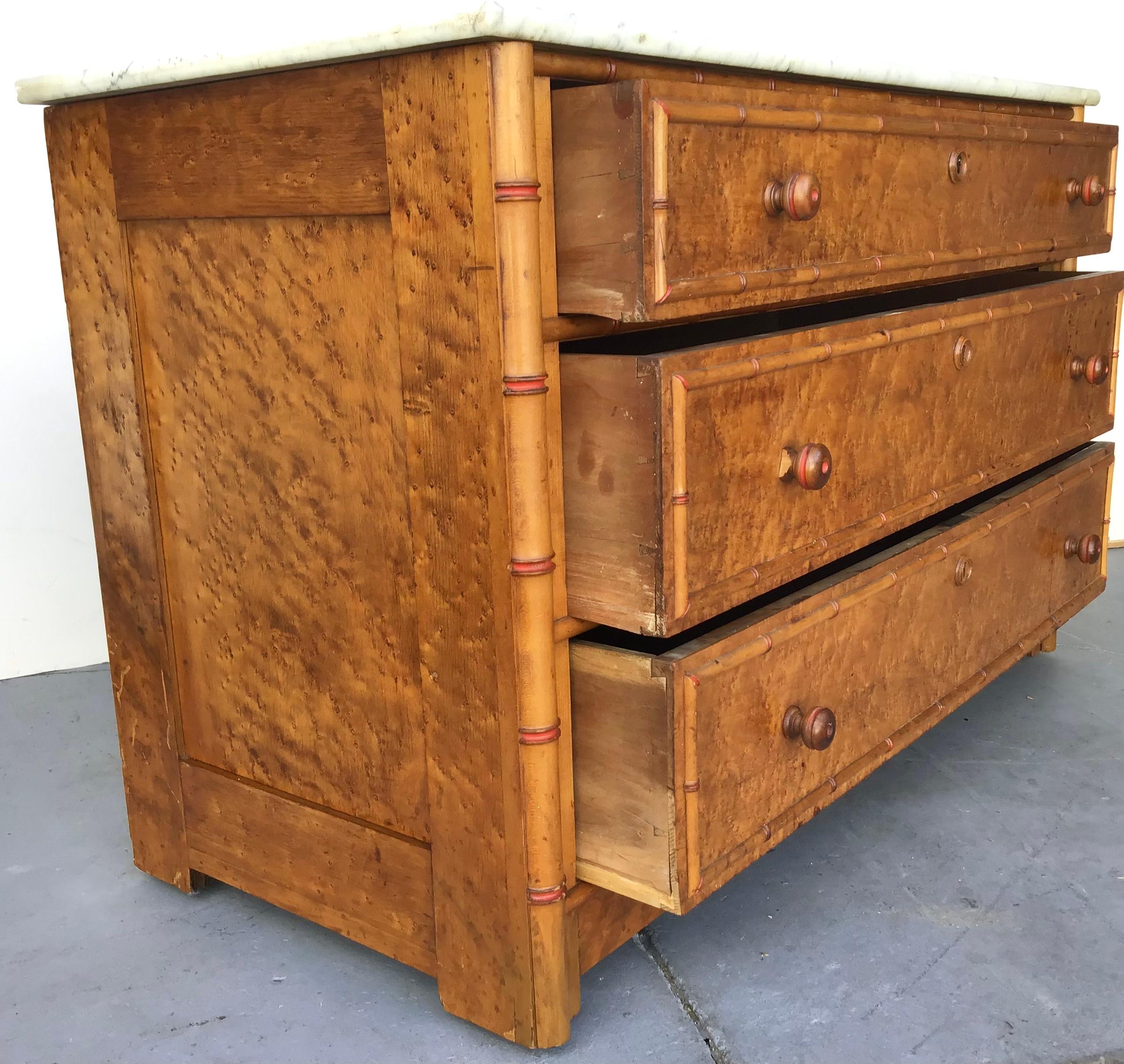 American Faux Bamboo Marble Top Chest 1