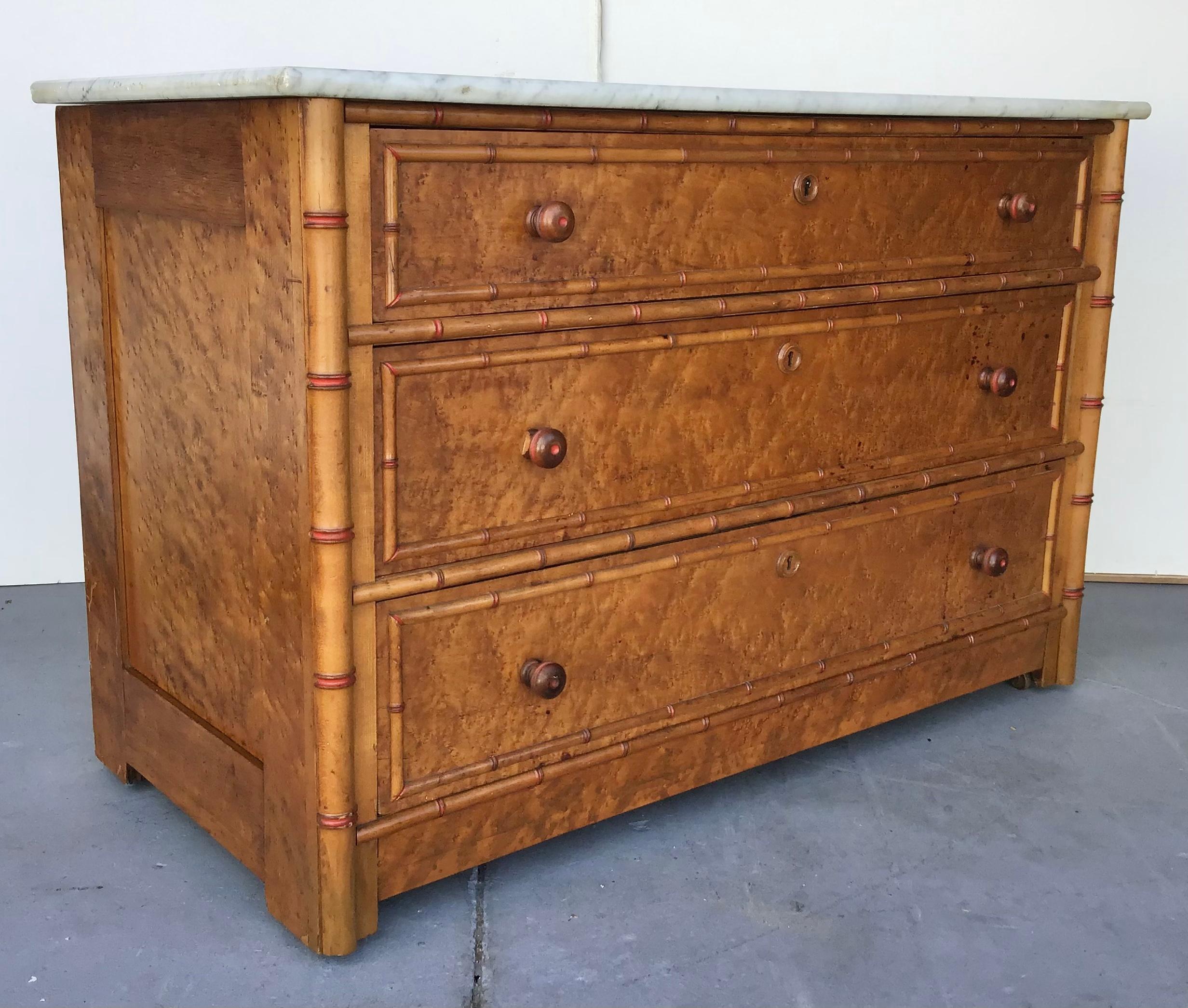 American Faux Bamboo Marble Top Chest 3