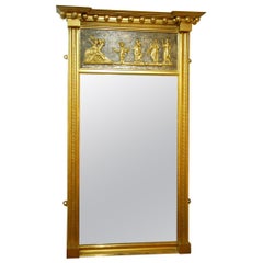 American Federal 18th Century Gold Leaf Mirror with Classical Frieze