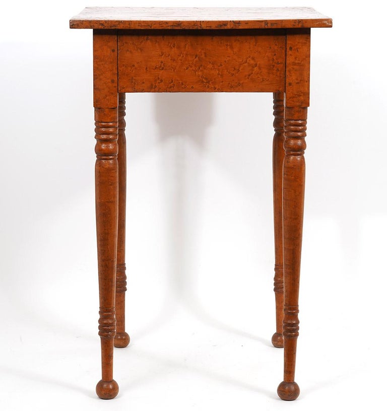 American Federal Birdseye Maple Work Table with Turned Legs and Ball ...