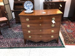 American Federal Bow Front Chest, Mahogany and Cherry, Exceptional Color