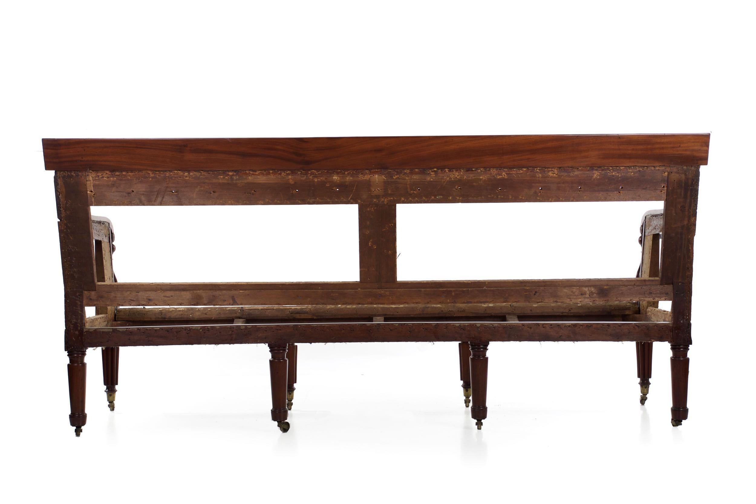 19th Century American Federal Carved Mahogany Sofa Attributed to William Camp, Baltimore