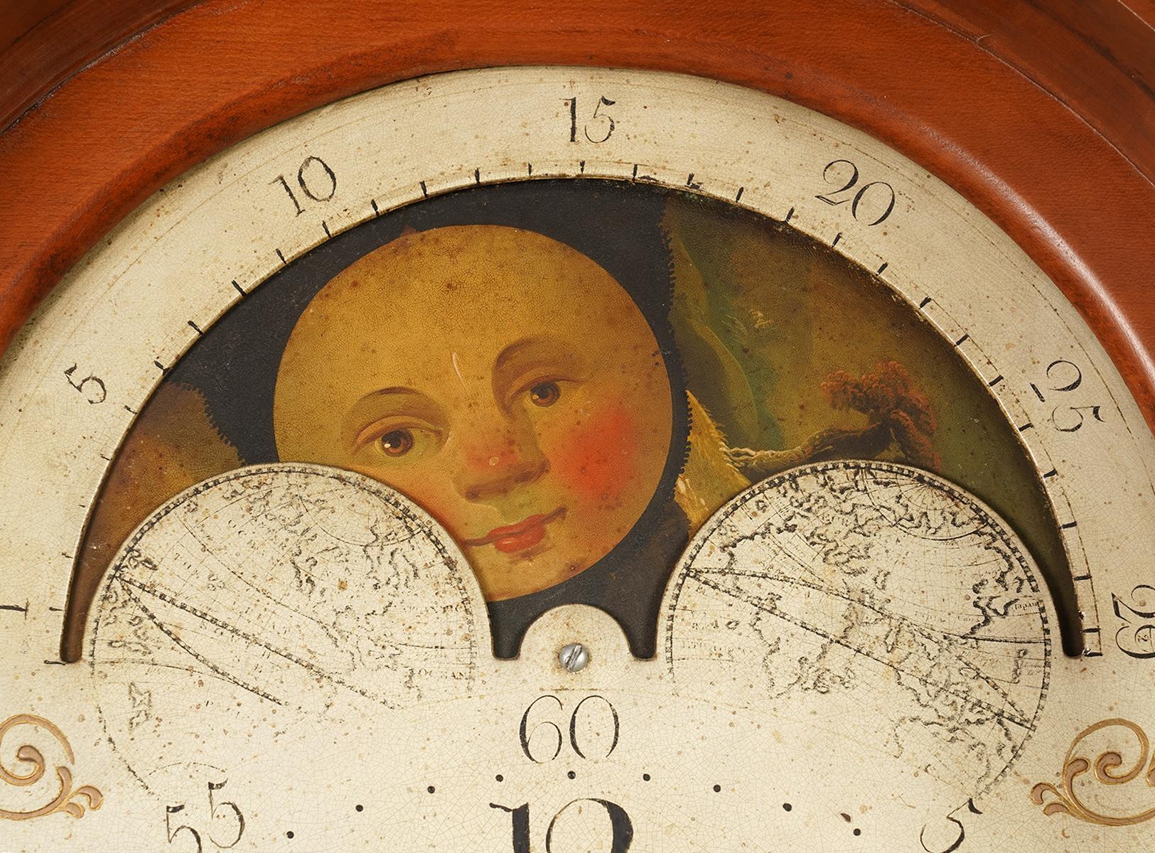 18th Century American Federal Cherry Tall Case Clock by Solomon Parke Philadelphia circa 1800