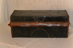 American Federal Child's Trunk Leather Covered with Brass Tacks