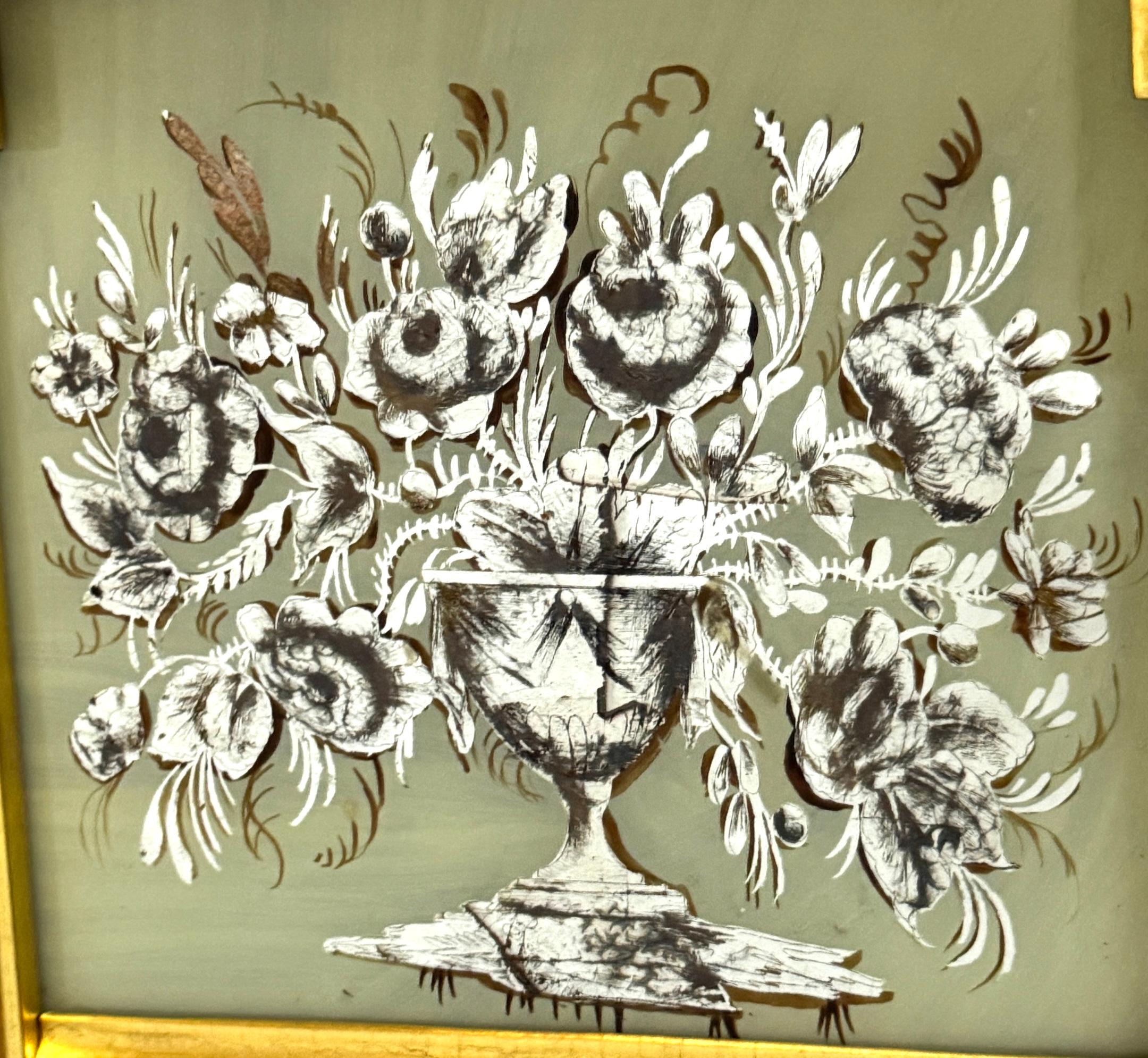 Miroir d'embarcadère trapézoïdal en bois doré et églomisé de style fédéral américain en vente 2