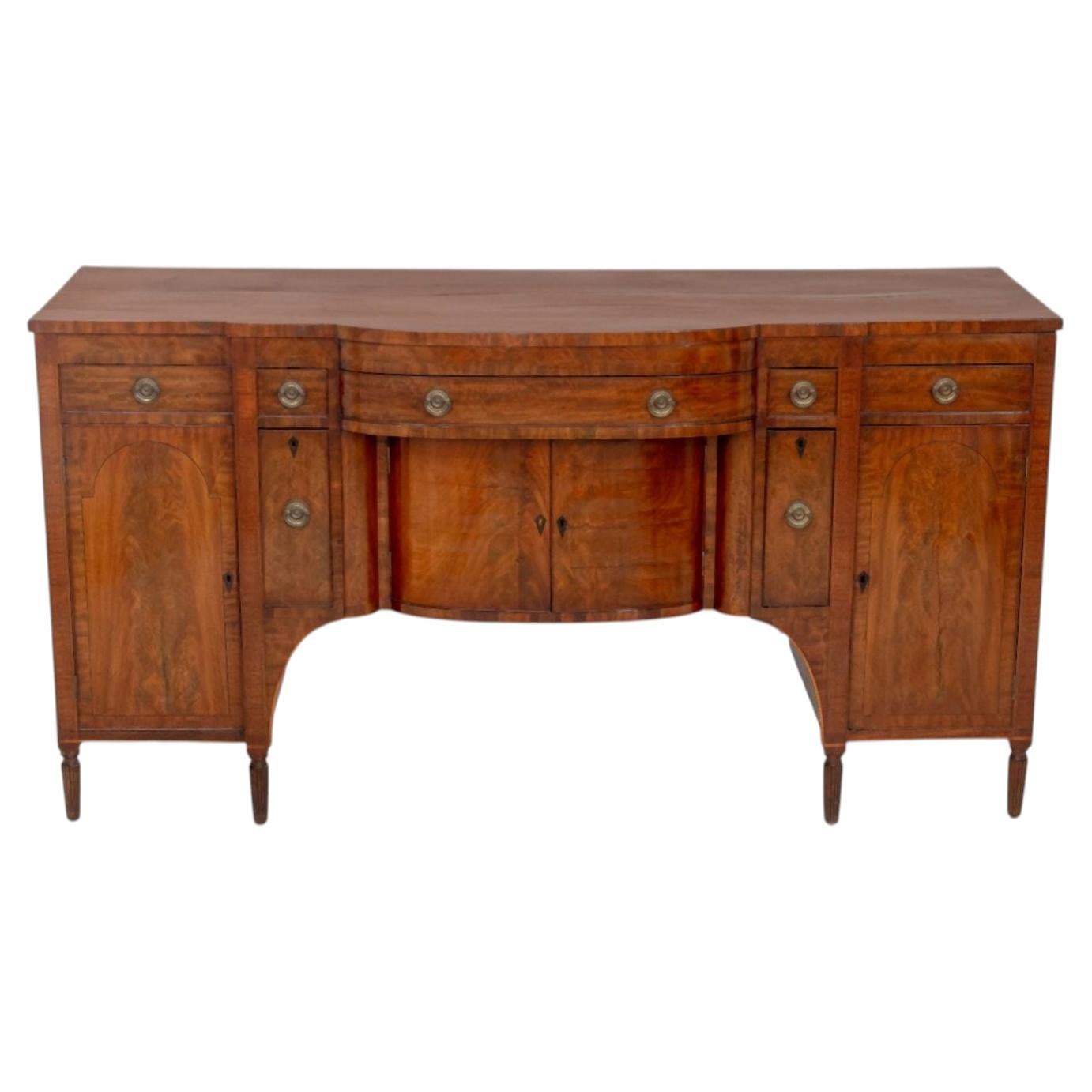 19th Century American Federal Mahogany Bowfront Sideboard
