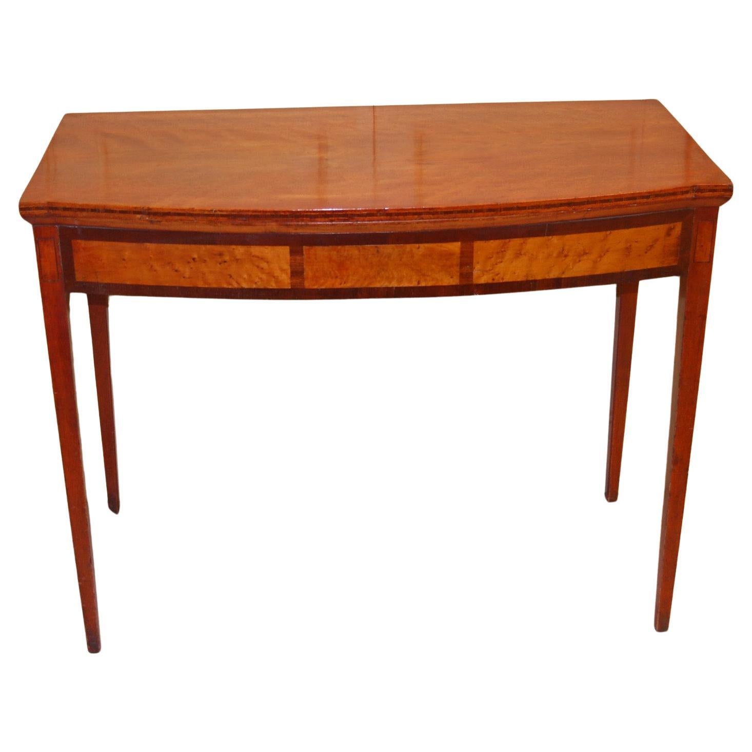 American Federal Fold Over Inlaid Tea Table with Tapered Legs Portsmouth, N.H. For Sale