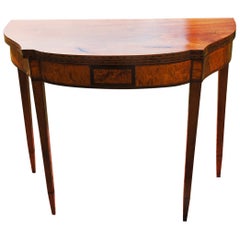 American Federal Foldover Inlaid Mahogany Teatable with Birdseye Maple Skirt