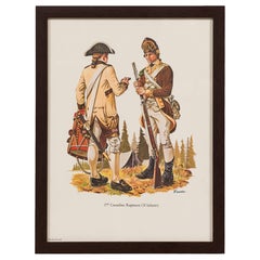Antique American Federal Framed Print of Two Soldiers and Tent in The Back