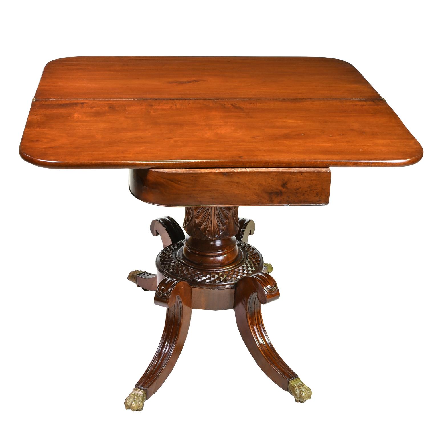 American Federal Games/Card Table with Tobacco Leaf Carvings, Baltimore, c. 1820 For Sale 2