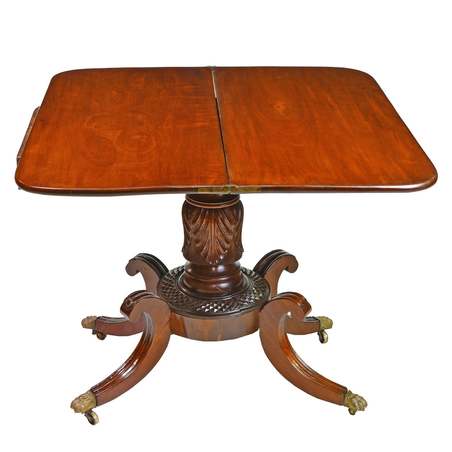 American Federal Games/Card Table with Tobacco Leaf Carvings, Baltimore, c. 1820 For Sale 3